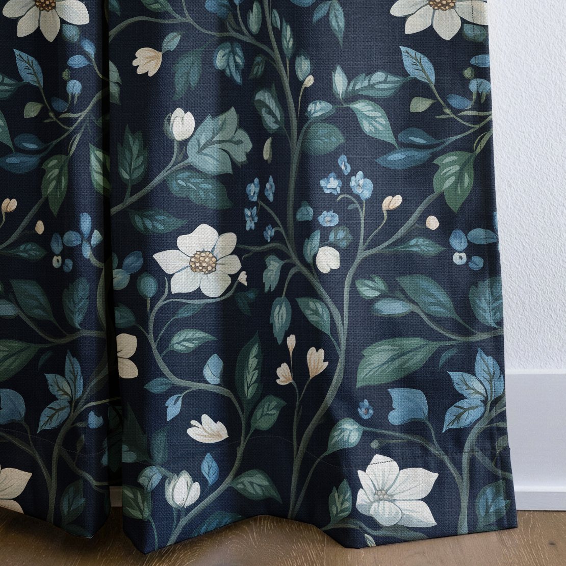 Navy - Drapery — corner closeup