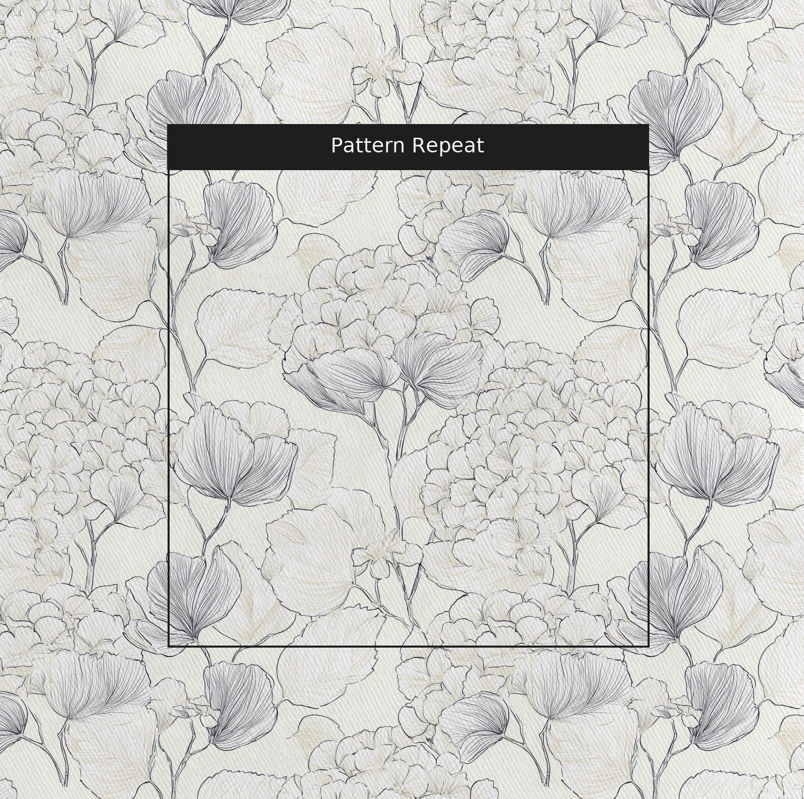 Hydrangea Lining Fabric by the Yard — pattern repeat