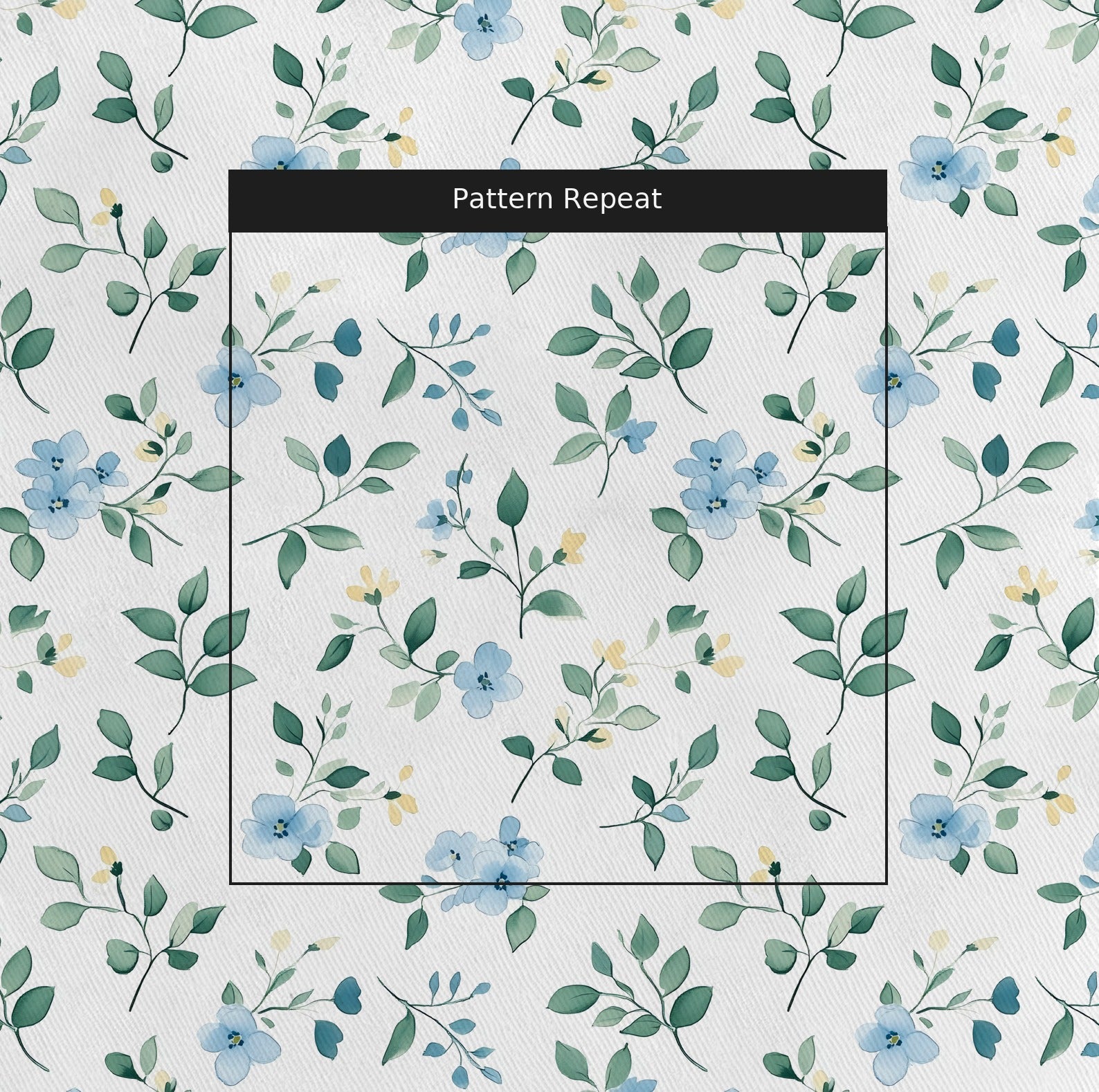 Bluebell Whimsy Fabric by the Yard — pattern repeat