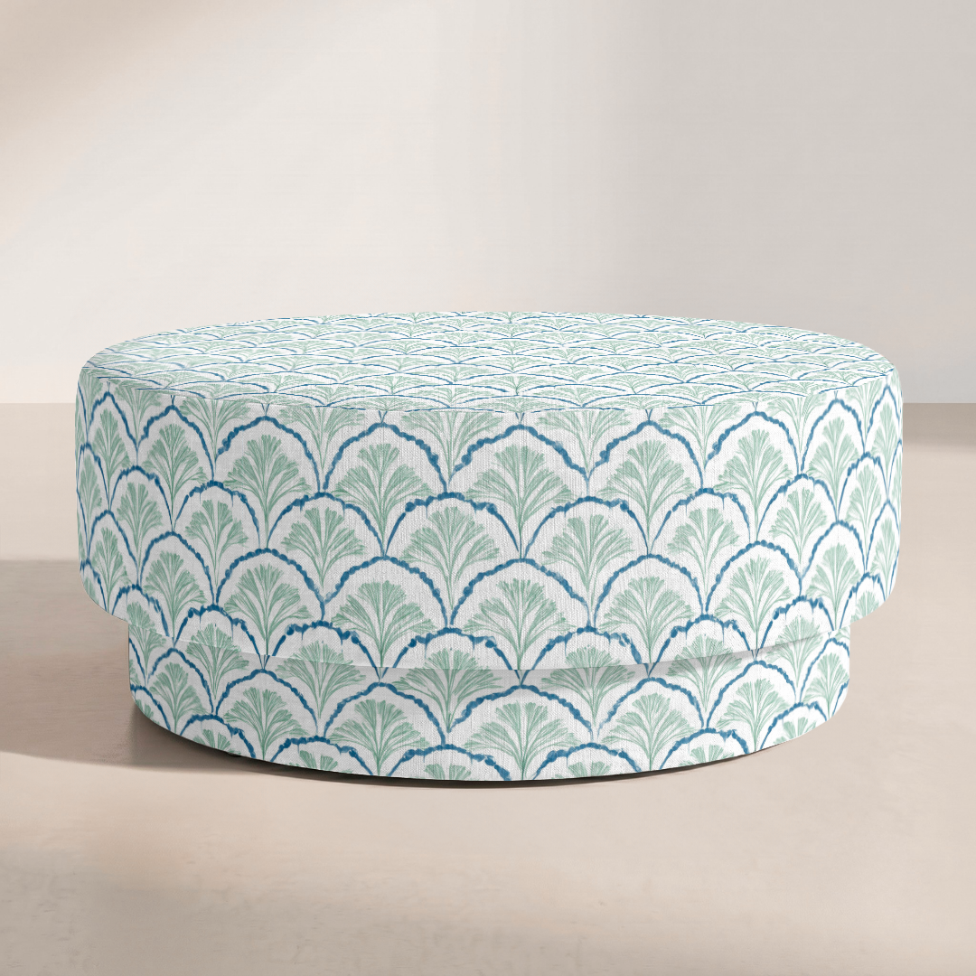 The Adelaide Ottoman in Hint Of Lime Sprouts