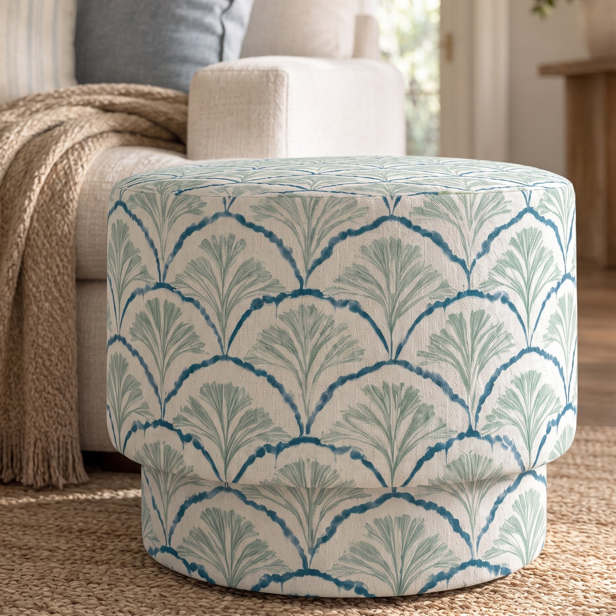 The Adelaide Ottoman in Hint Of Lime Sprouts