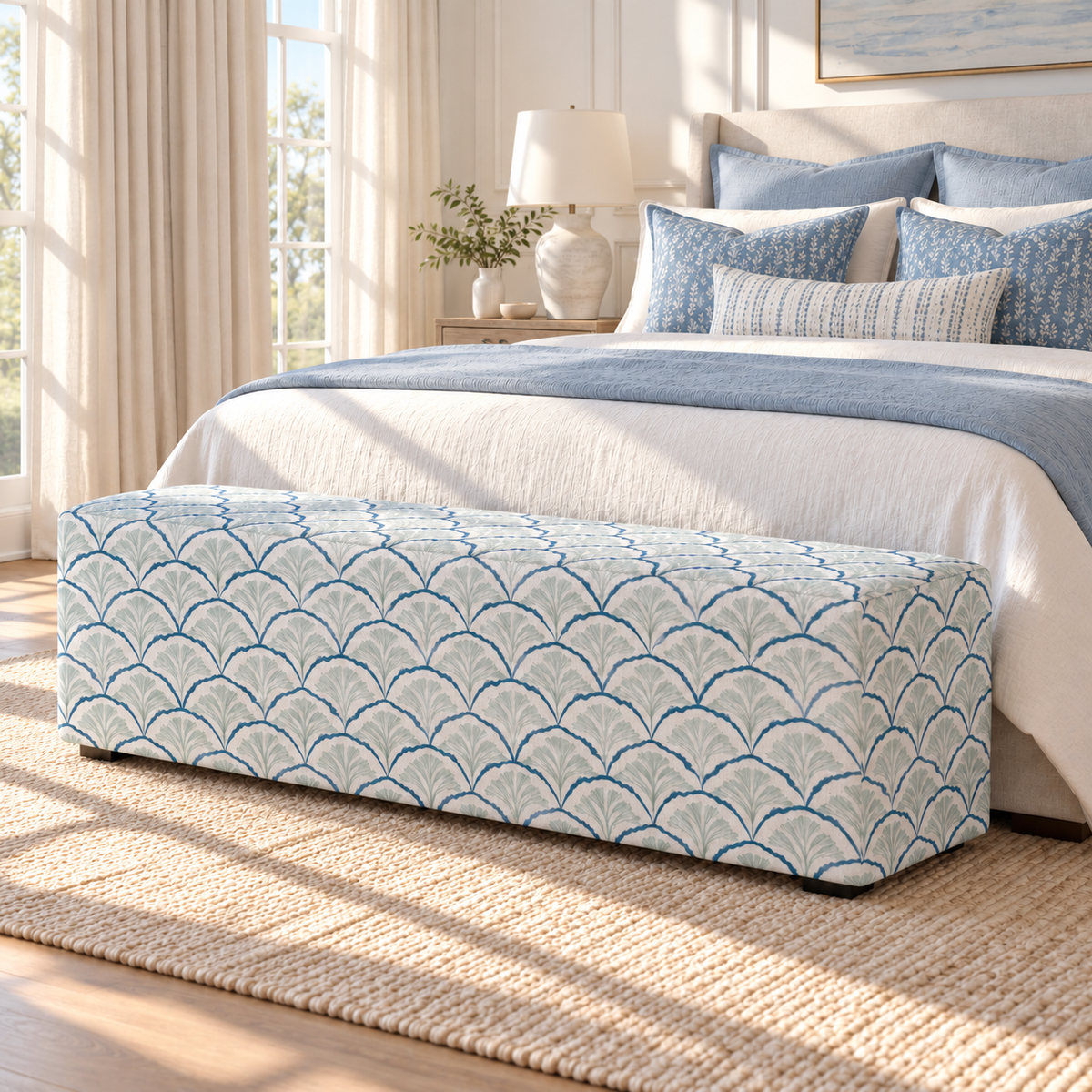 The Josephine Ottoman in Hint Of Lime Sprouts