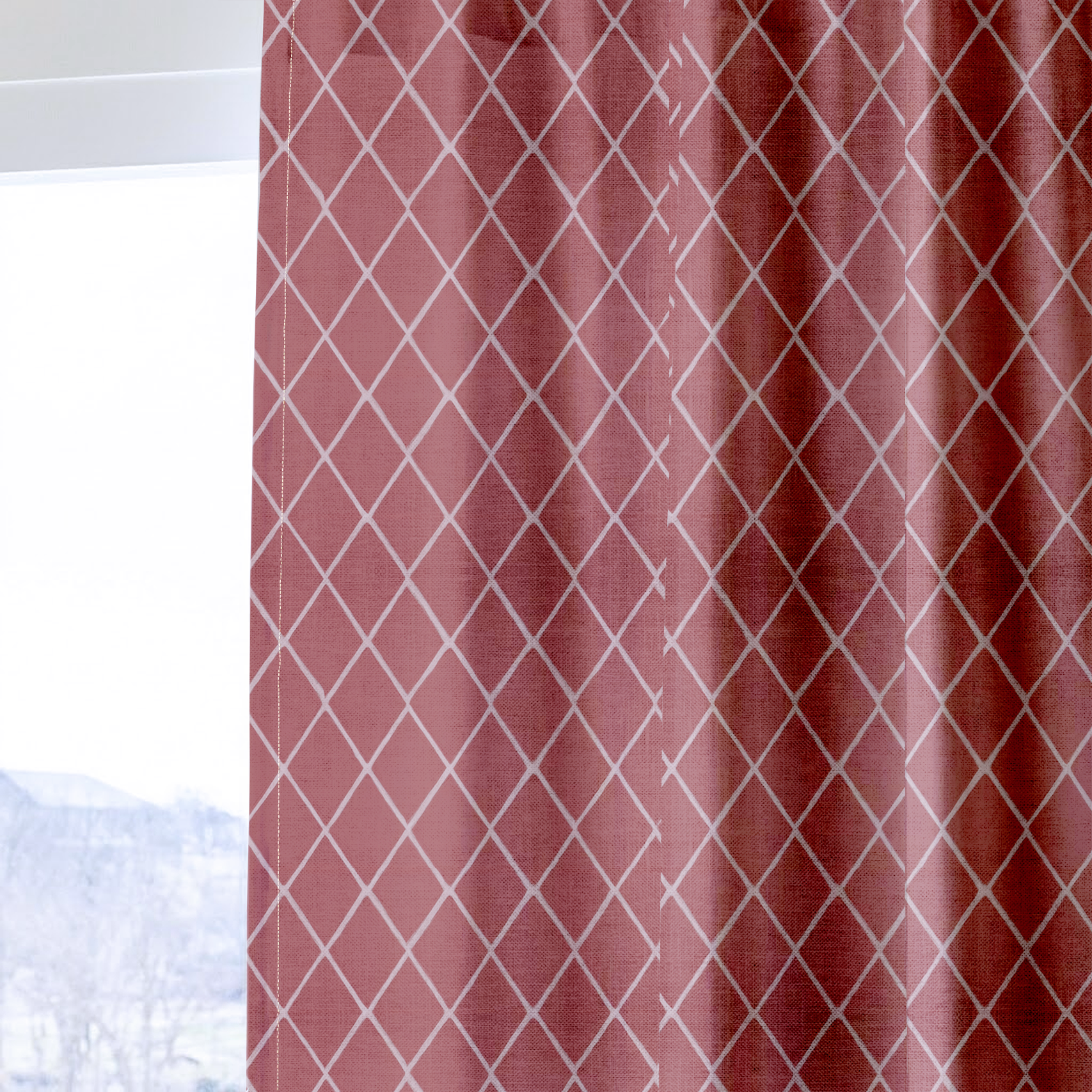 Cranberry Crisscross - Drapery — one panel