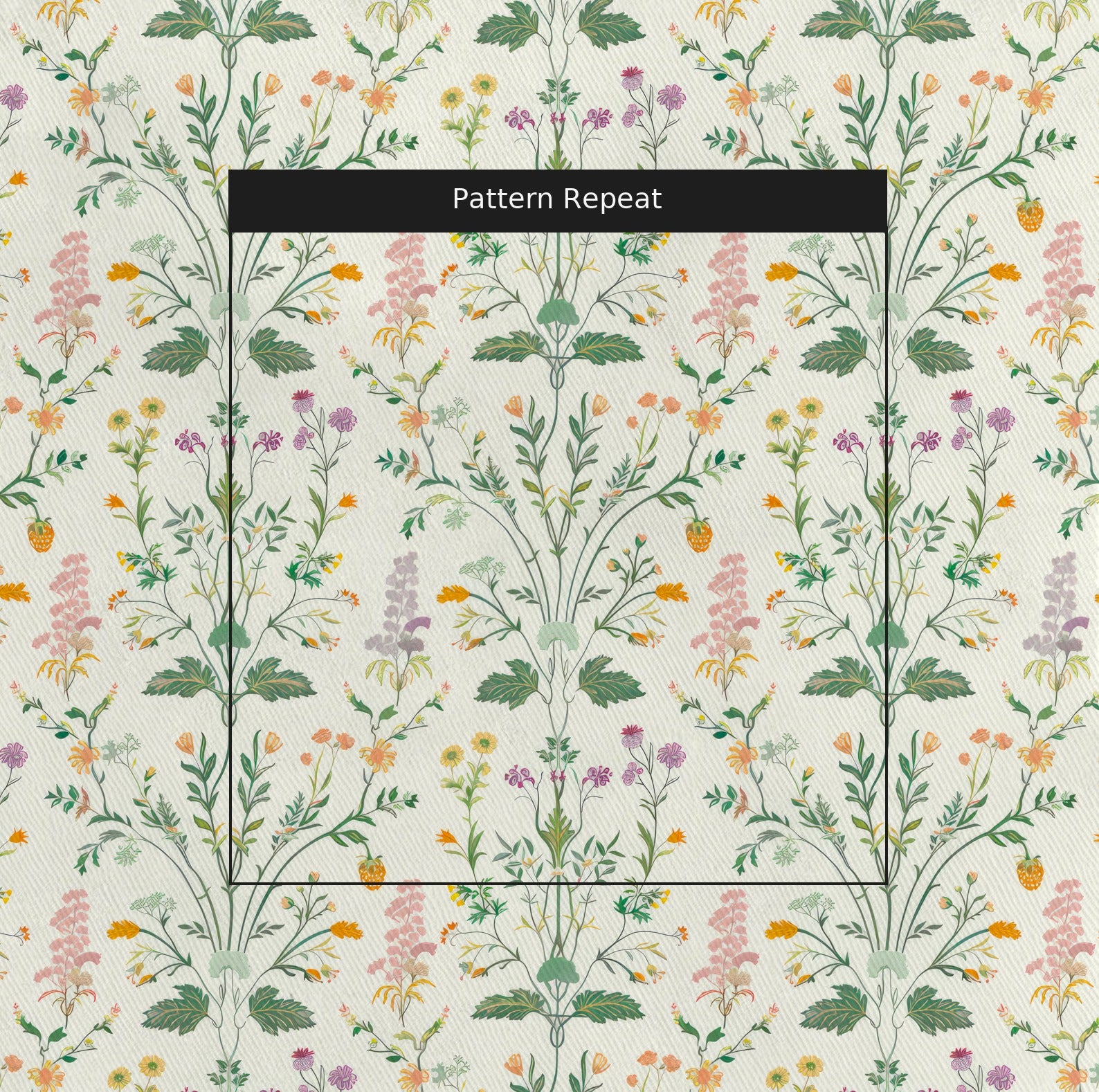 Herbal Tapestry Fabric by the Yard — pattern repeat