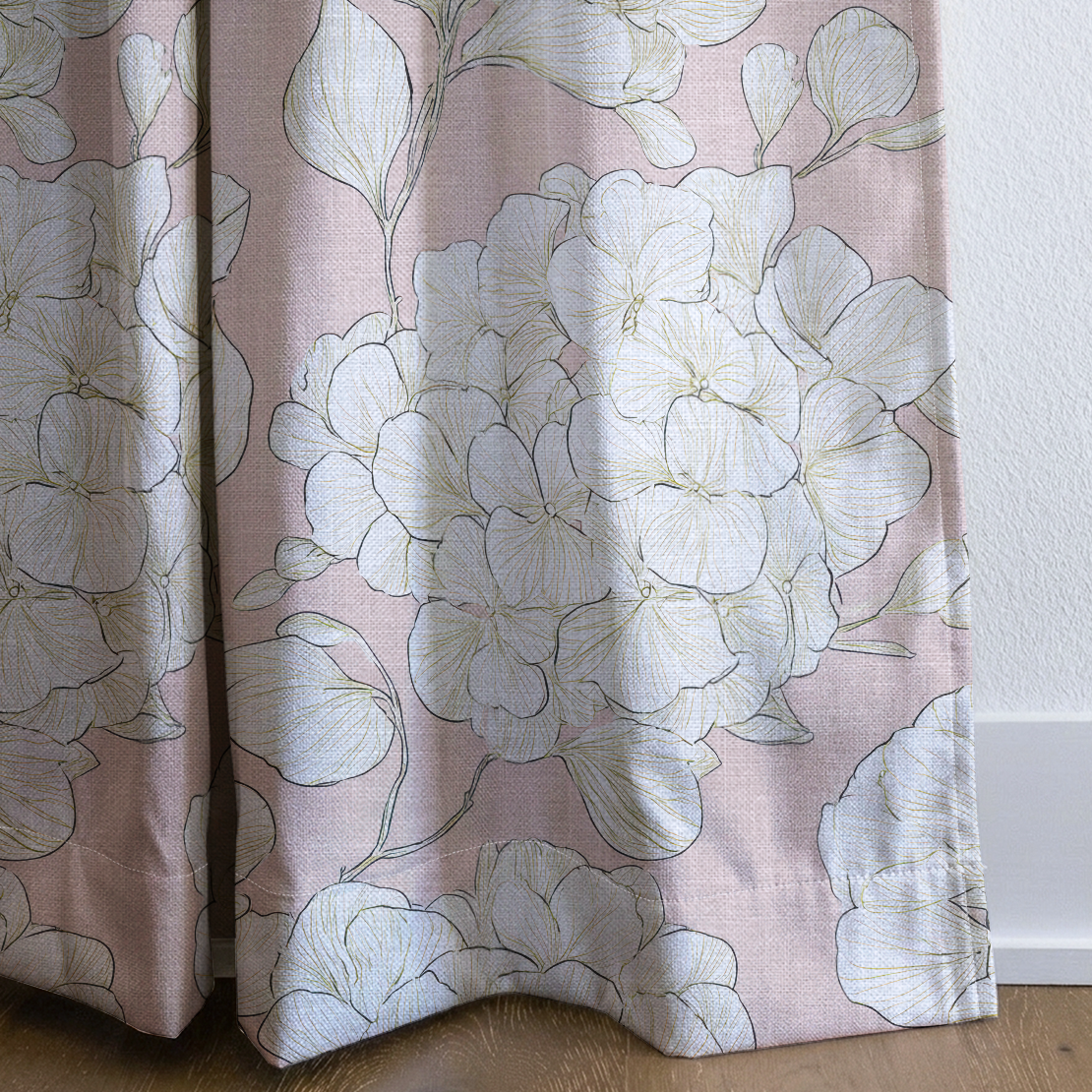 Think Pink Hydrangea - Drapery — corner closeup