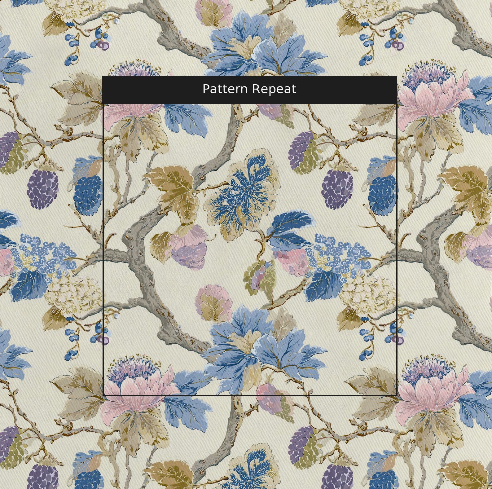 Blackberry & Bloom Fabric by the Yard — pattern repeat