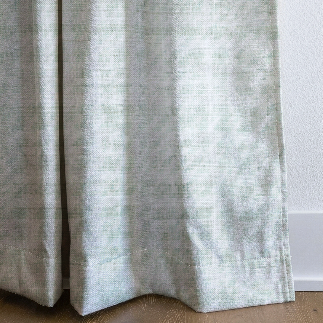 Sage Check - Drapery — corner closeup