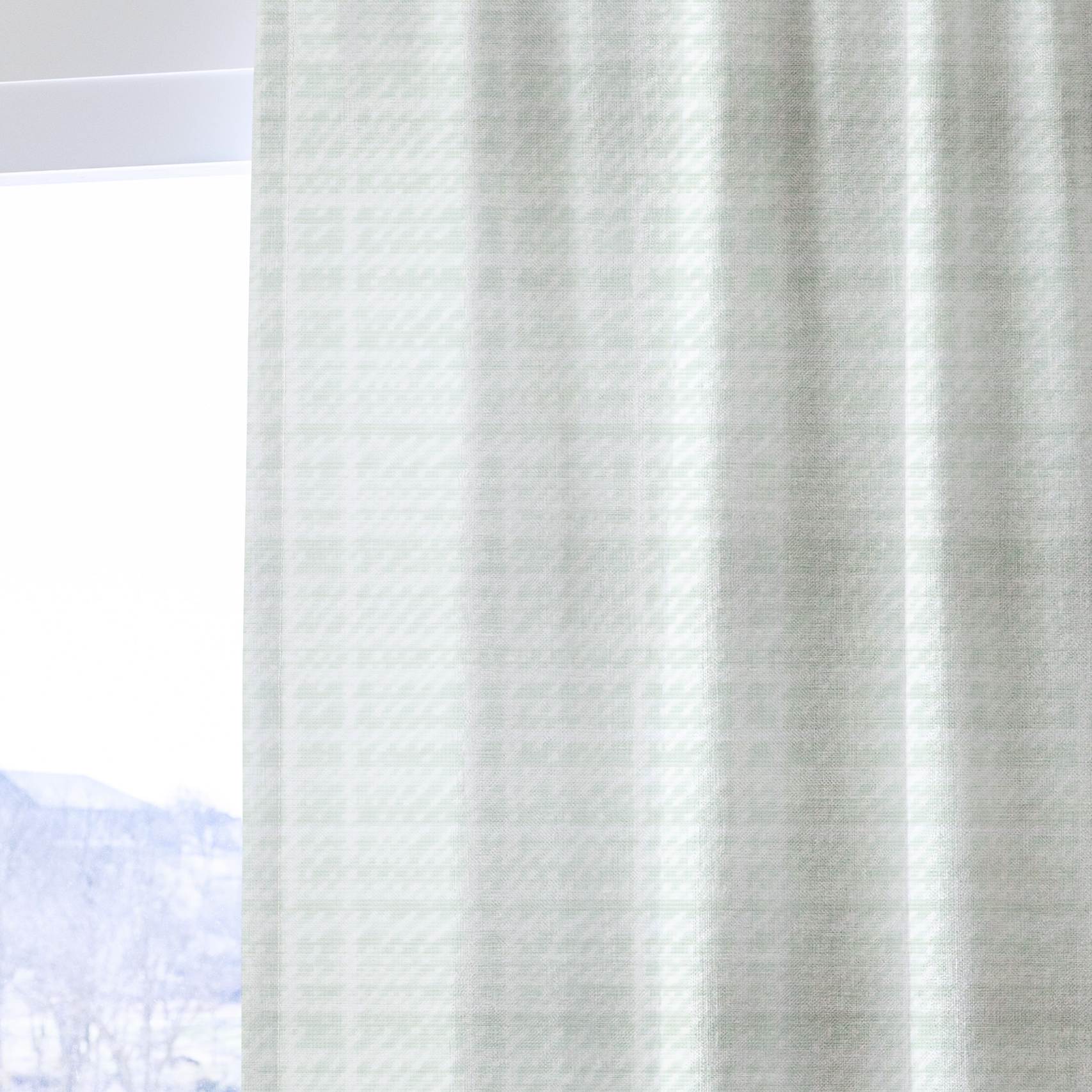 Sage Check - Drapery — one panel