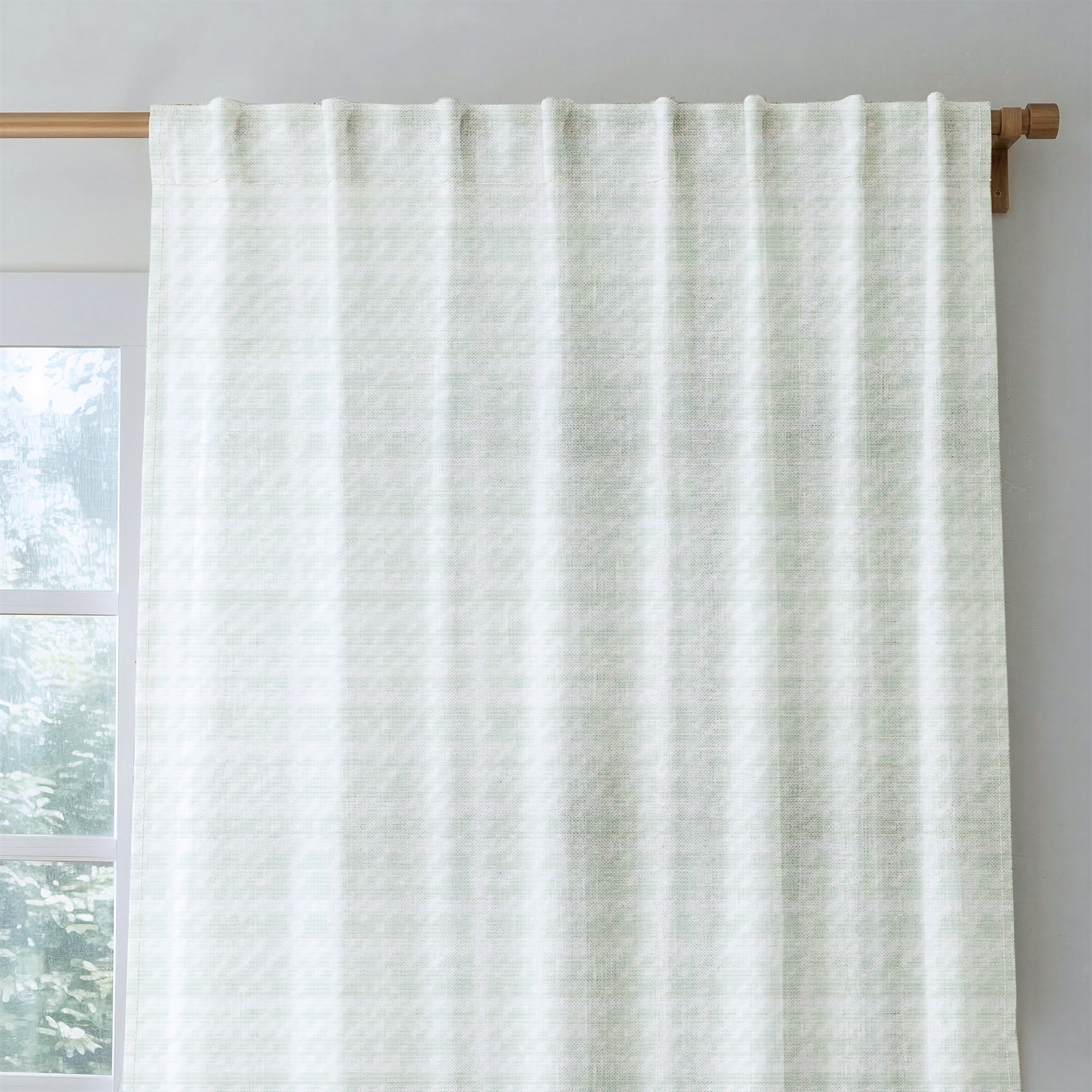 Sage Check - Drapery — rod