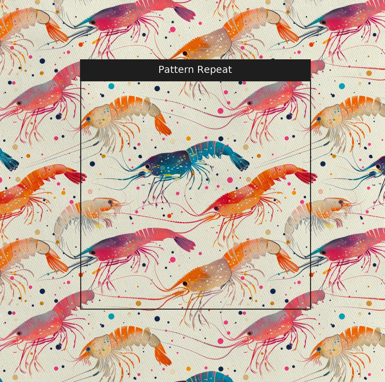 Carnival Crustaceans Fabric by the Yard — pattern repeat