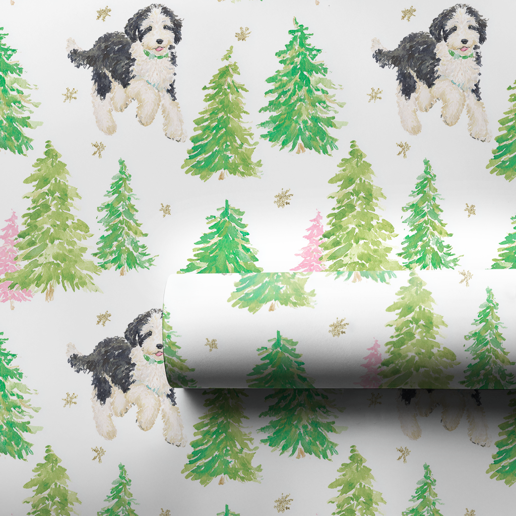 Bernedoodle in the Snow - Wrapping Paper