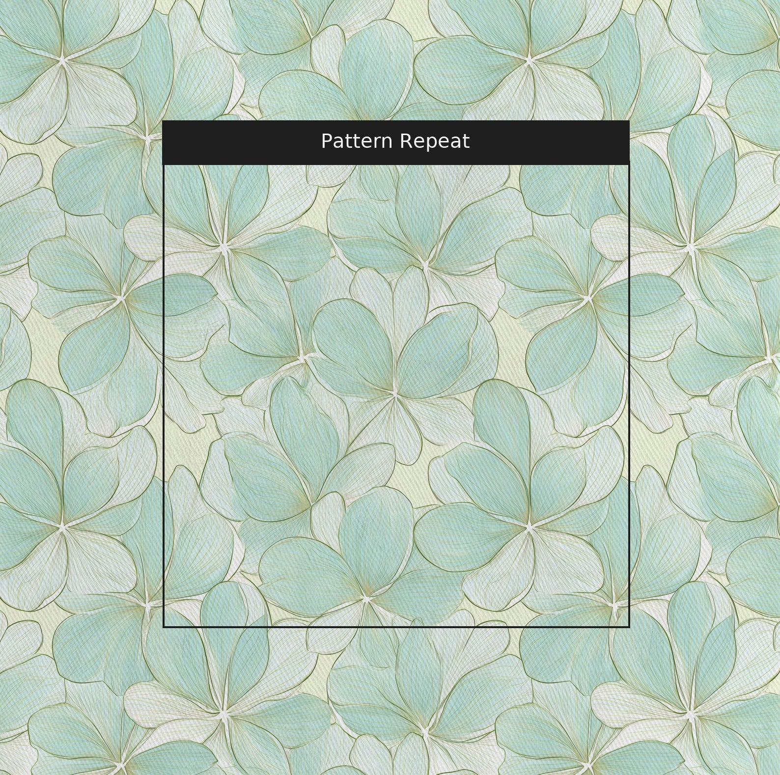 Seafoam Whispy Fabric by the Yard — pattern repeat