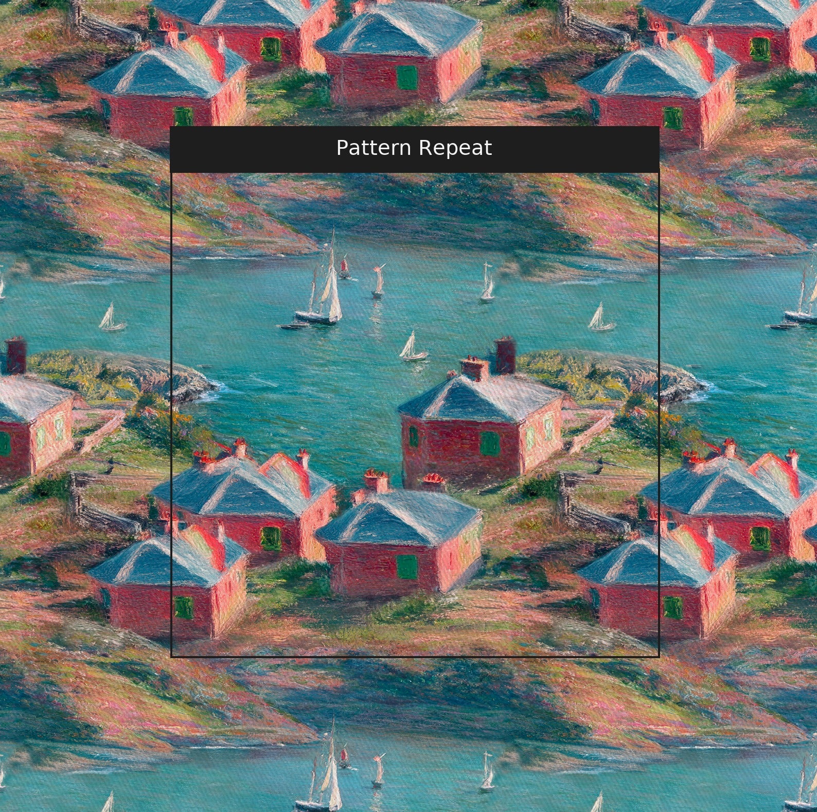The Sea Fabric by the Yard — pattern repeat