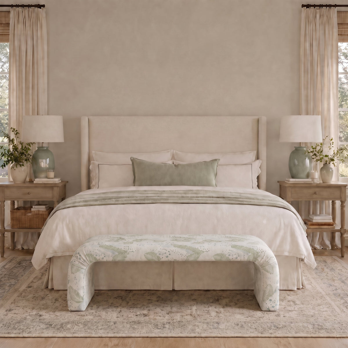 The Lewis Ottoman in Mint to Be - Lemon Park
