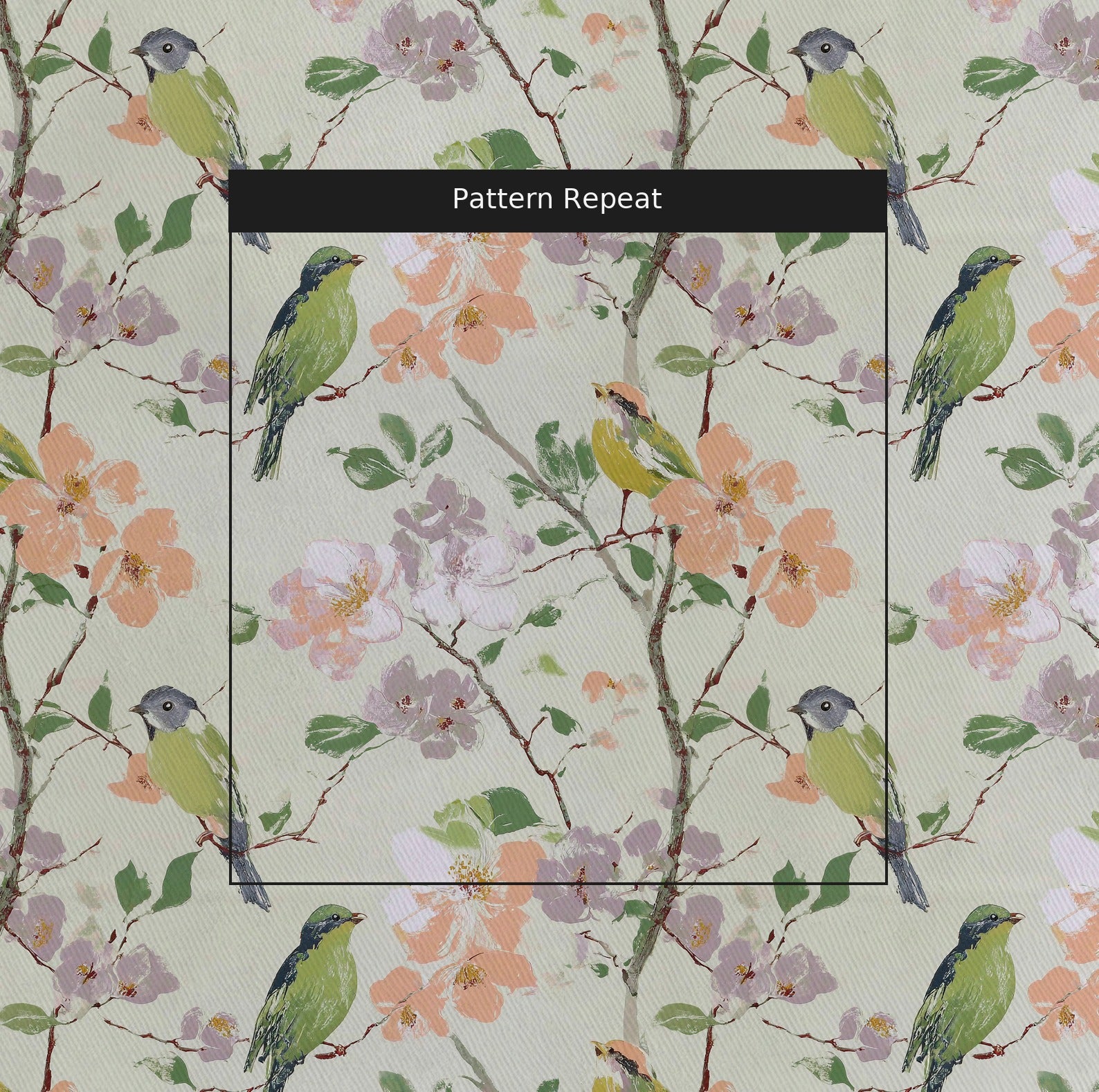 Birdsong Grove Fabric by the Yard — pattern repeat