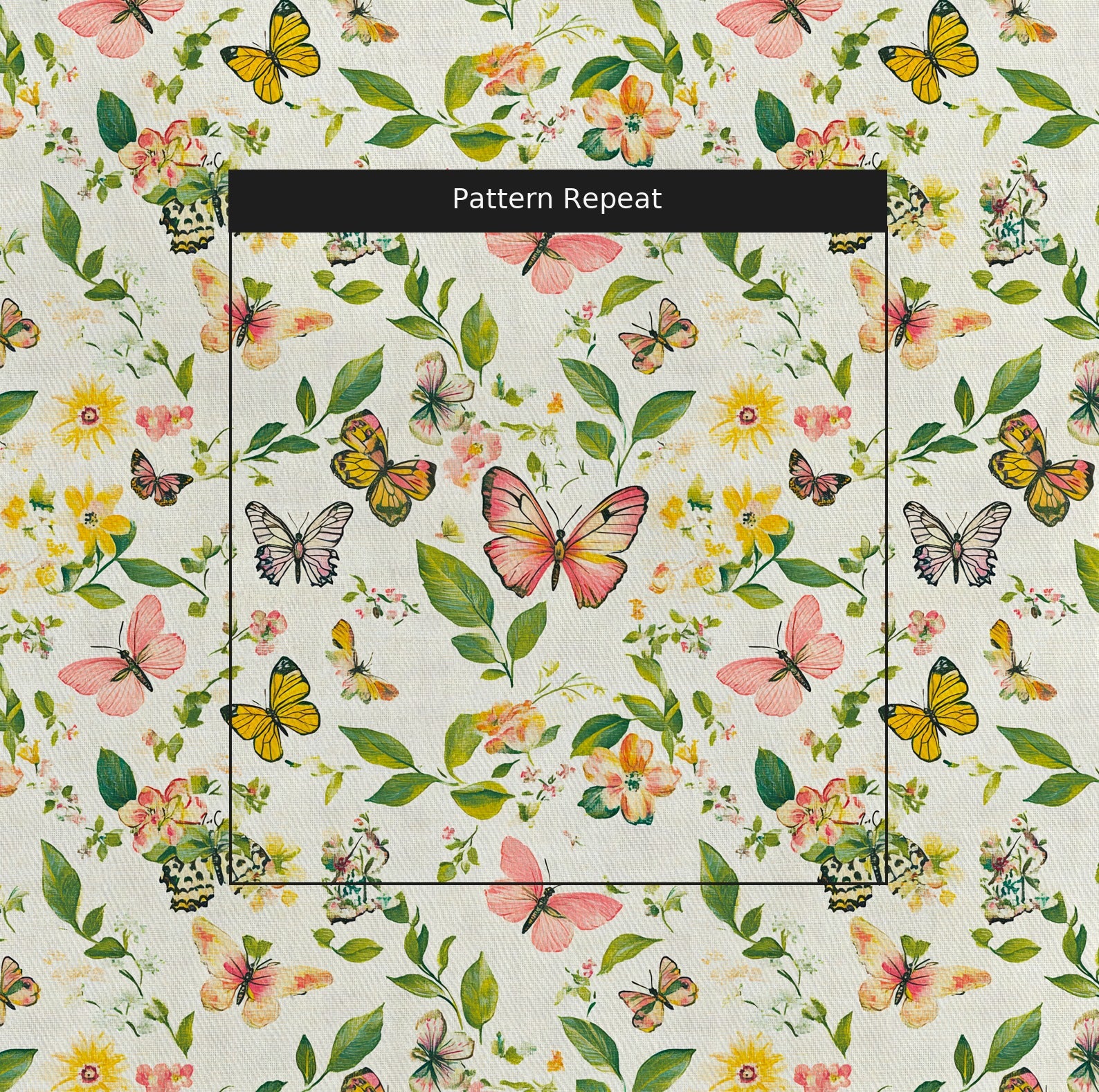Butterfly Meadow Fabric by the Yard — pattern repeat