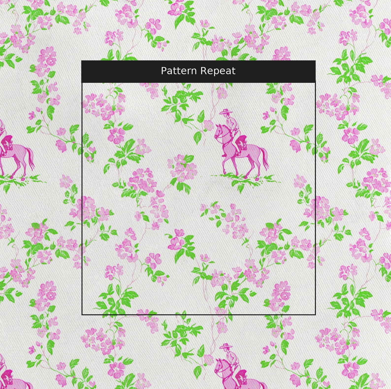 Blush Equestrian Fabric by the Yard — pattern repeat