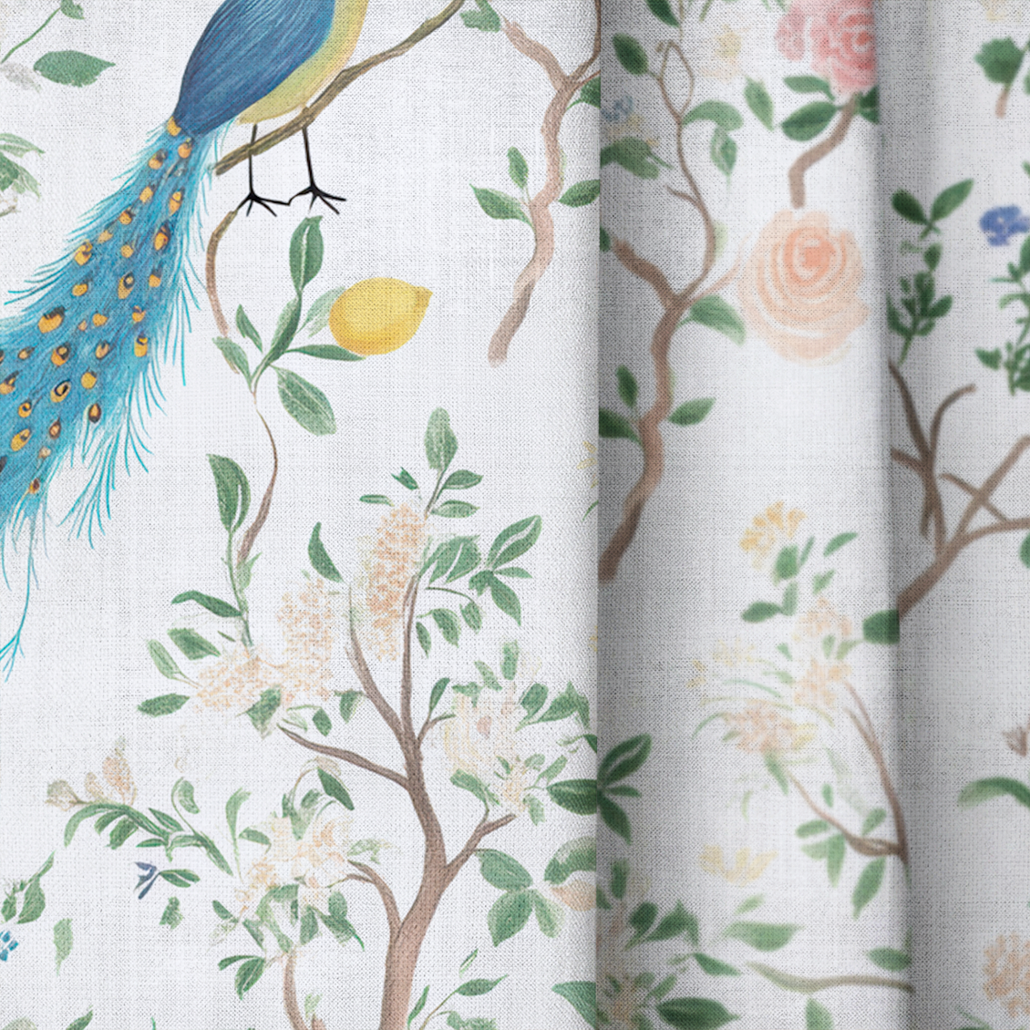 Tropical Peacock - Drapery — close up