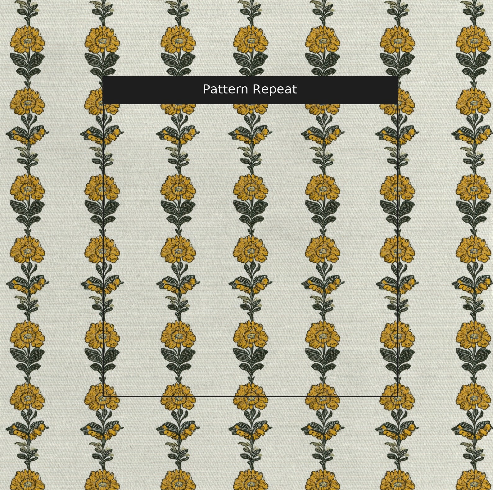 Lemon Poppy Fabric by the Yard — pattern repeat