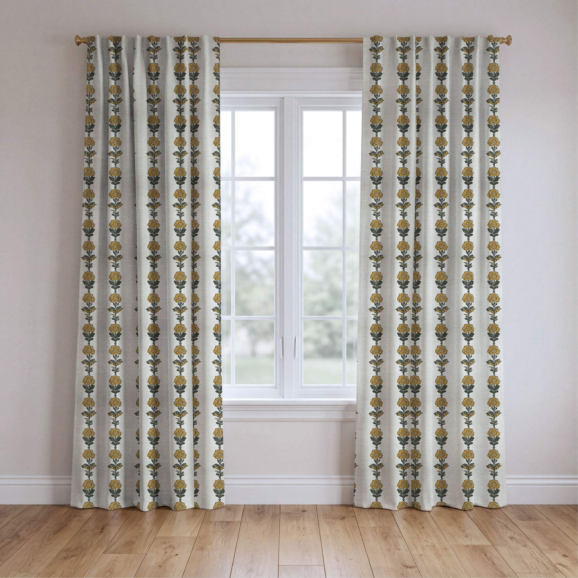 Lemon Poppy - Drapery — two panels