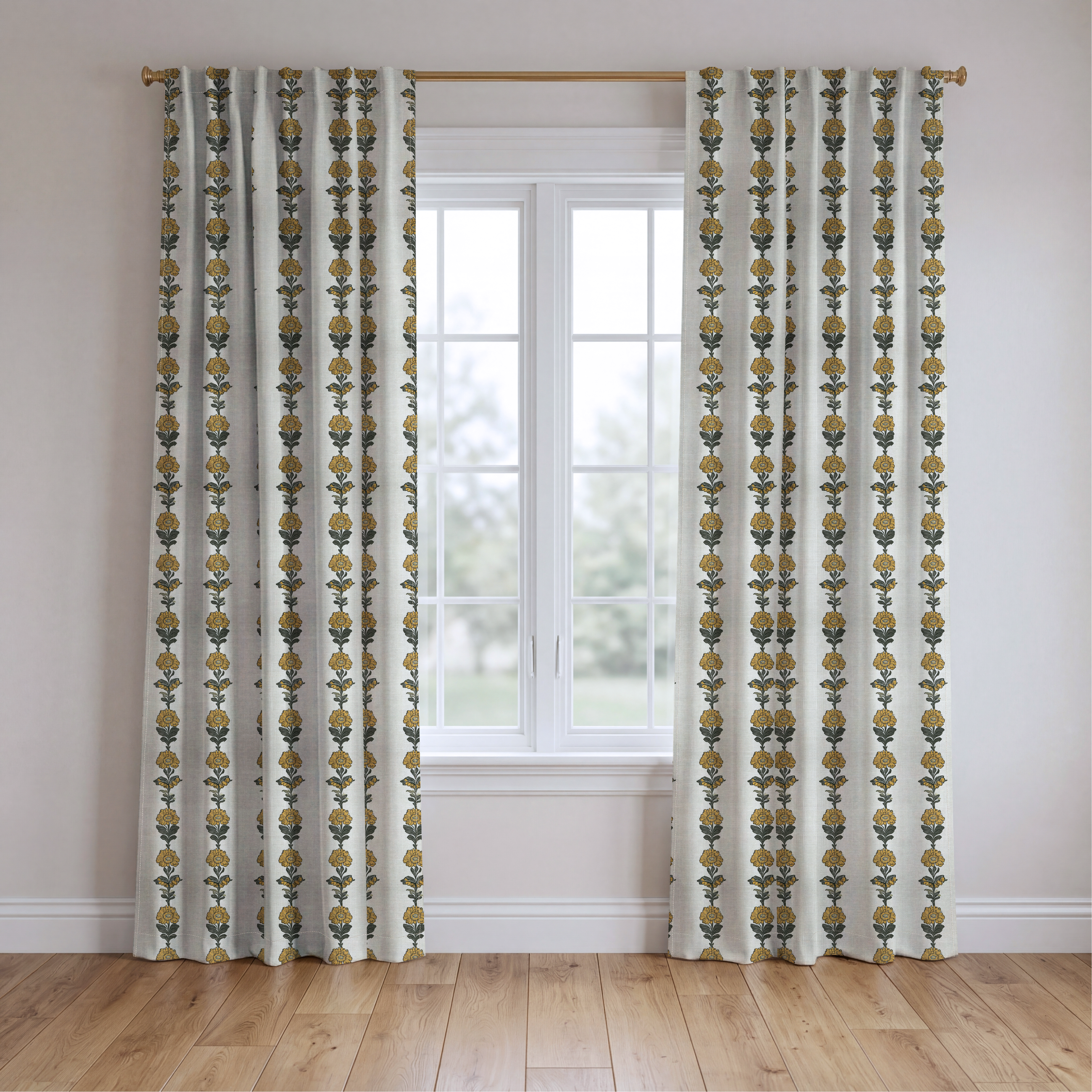 Lemon Poppy - Drapery — two panels