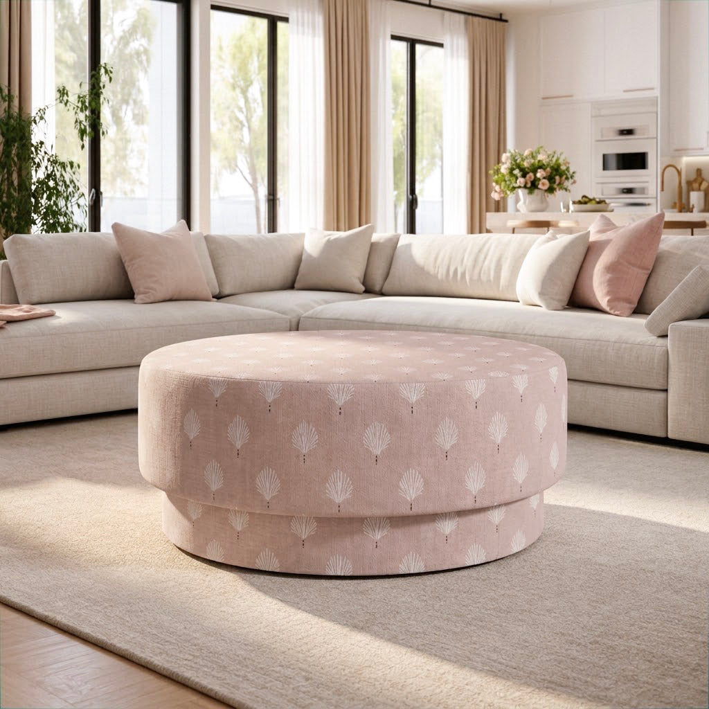 The Adelaide Ottoman in Loose Stems Petaline Block Print