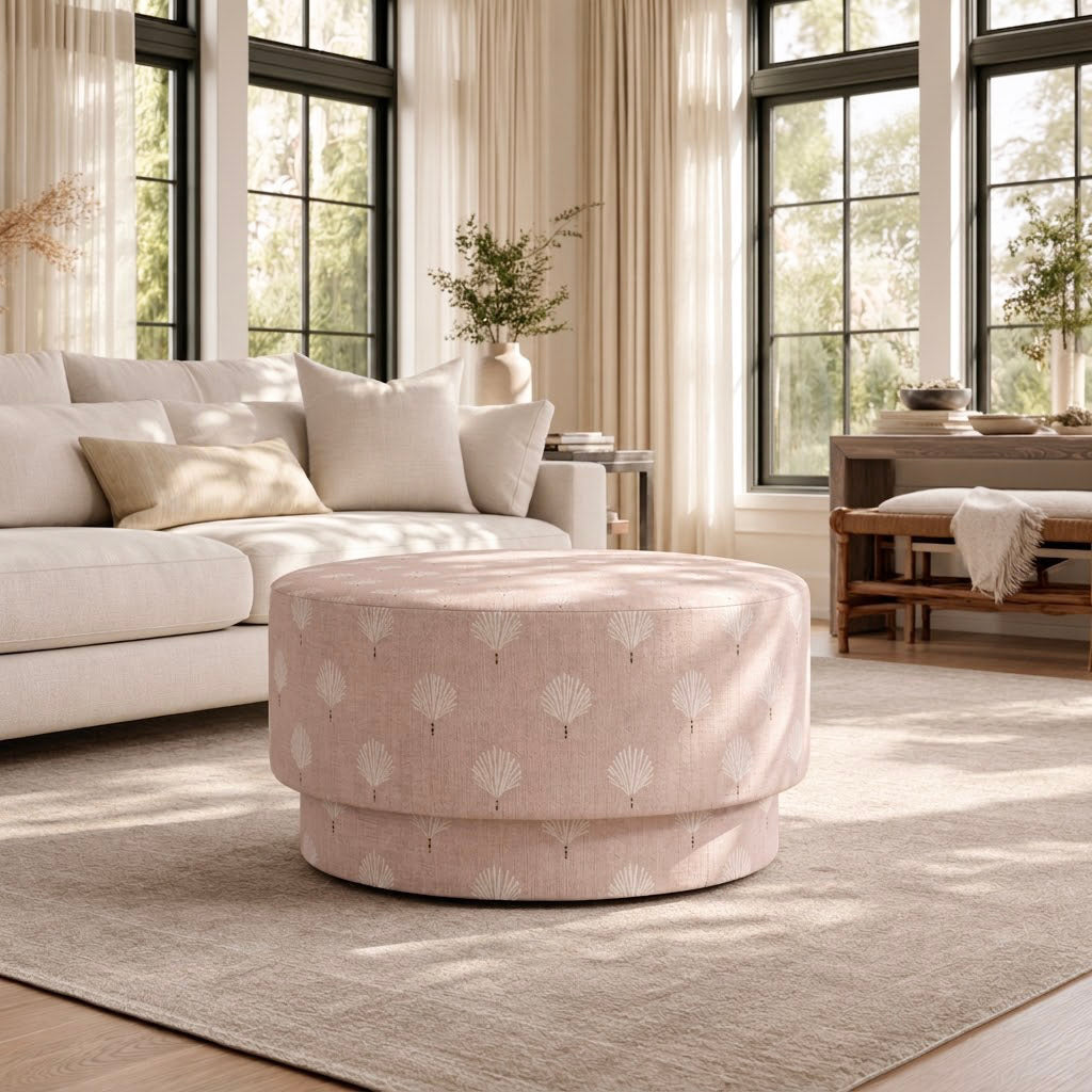 The Adelaide Ottoman in Loose Stems Petaline Block Print