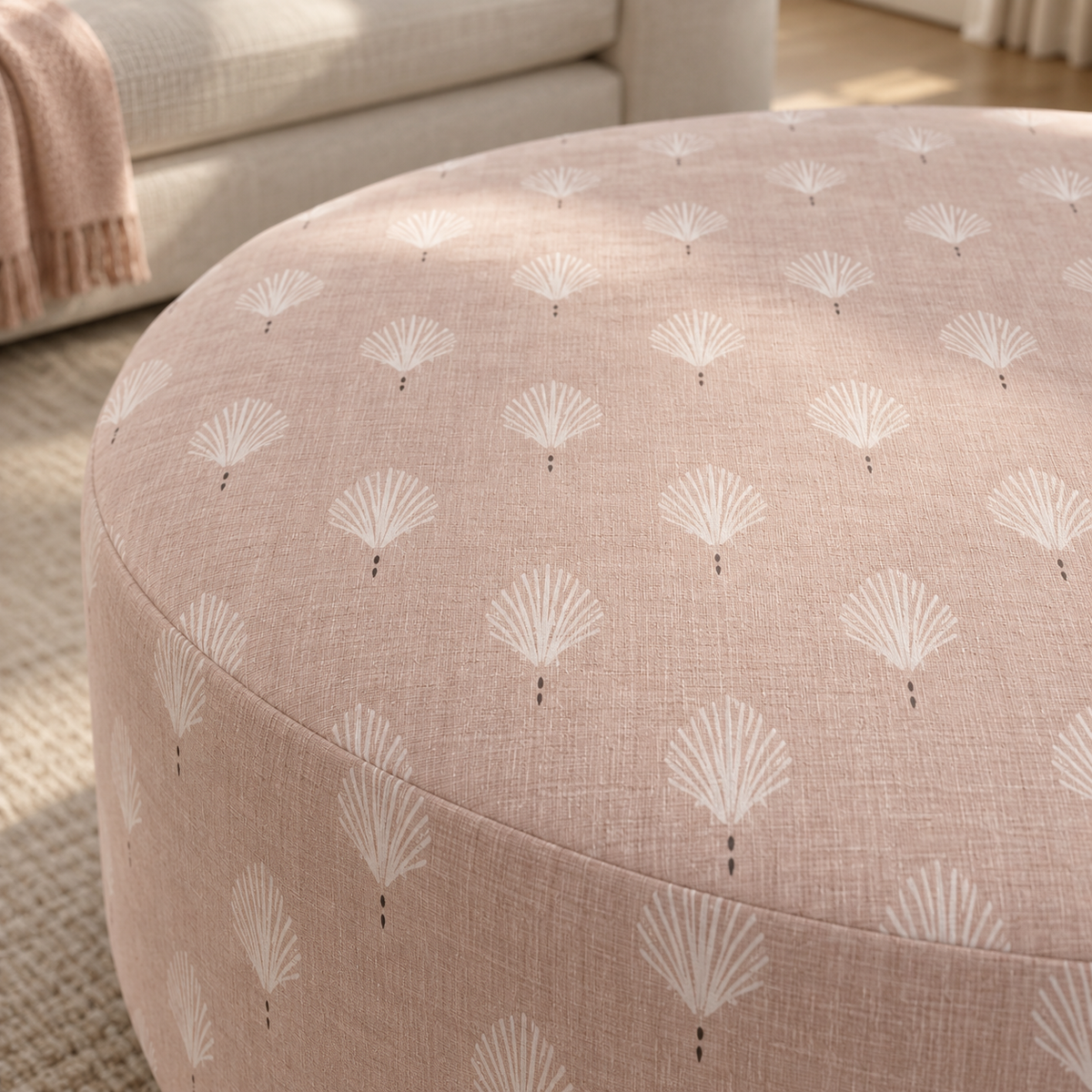 The Adelaide Ottoman in Loose Stems Petaline Block Print