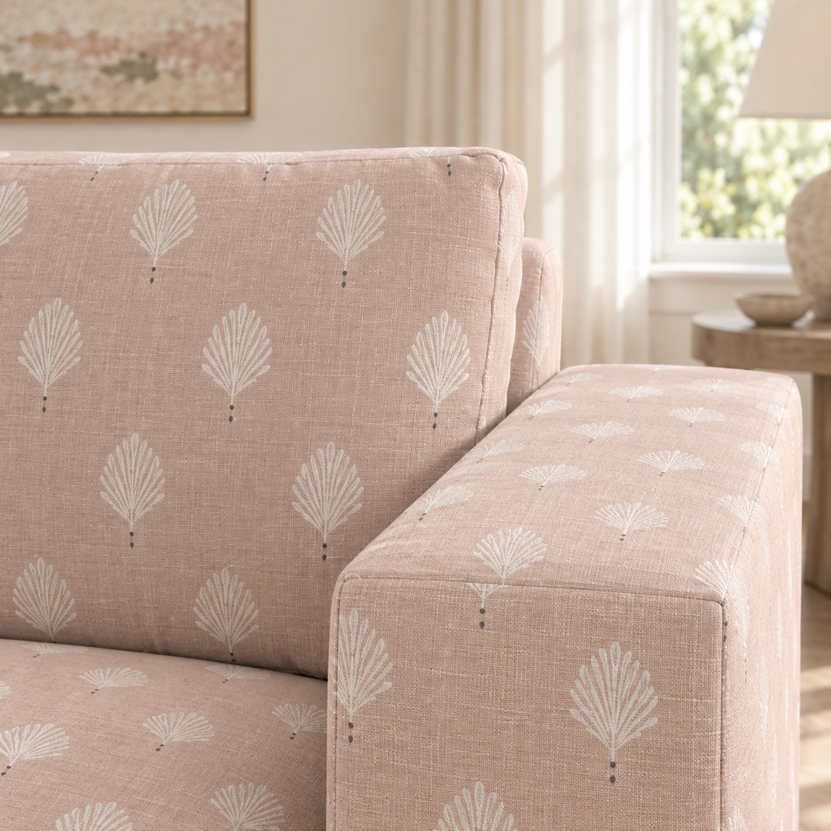 The Christopher Sofa in Loose Stems Petaline Block Print