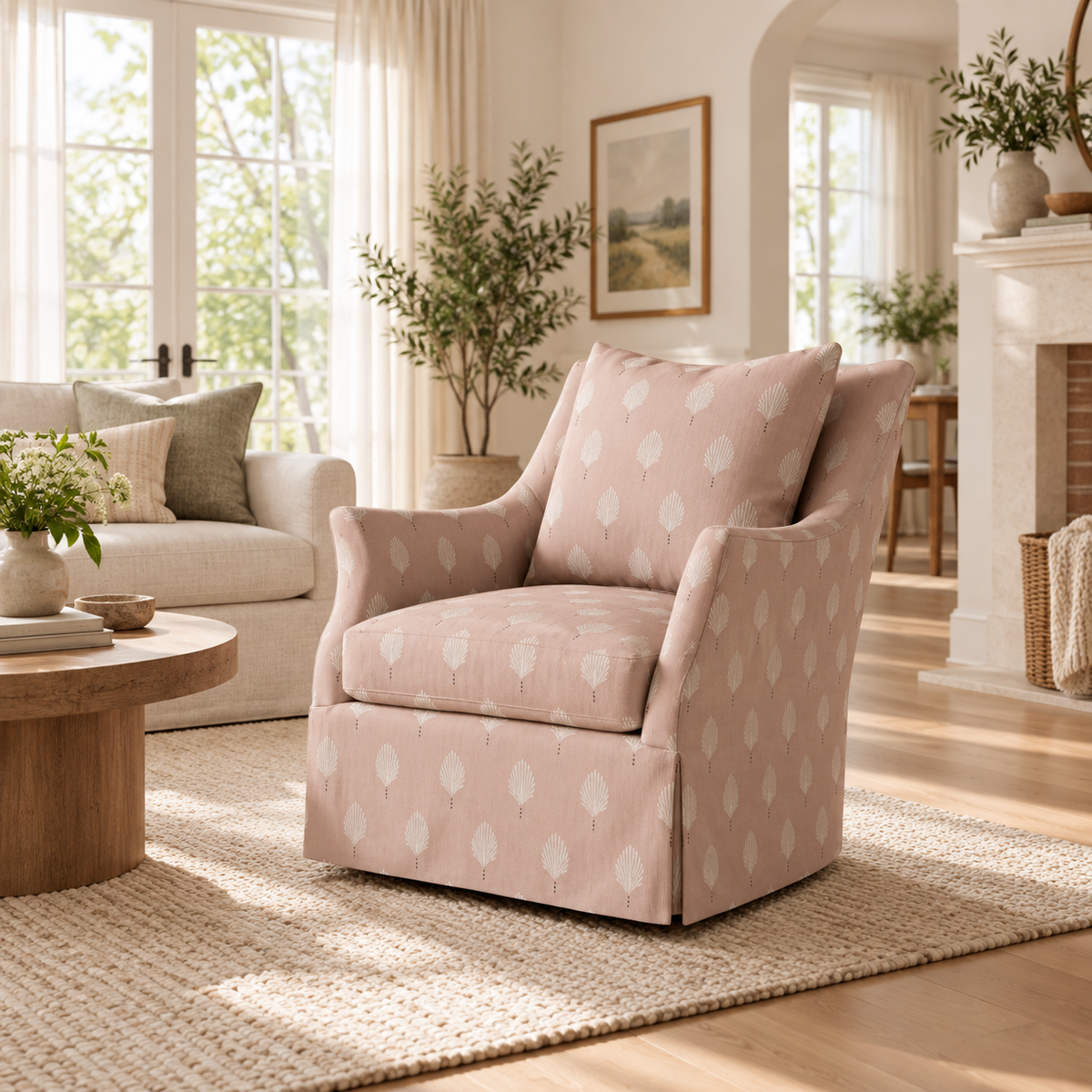 The Eleanor Chair in Loose Stems Petaline Block Print
