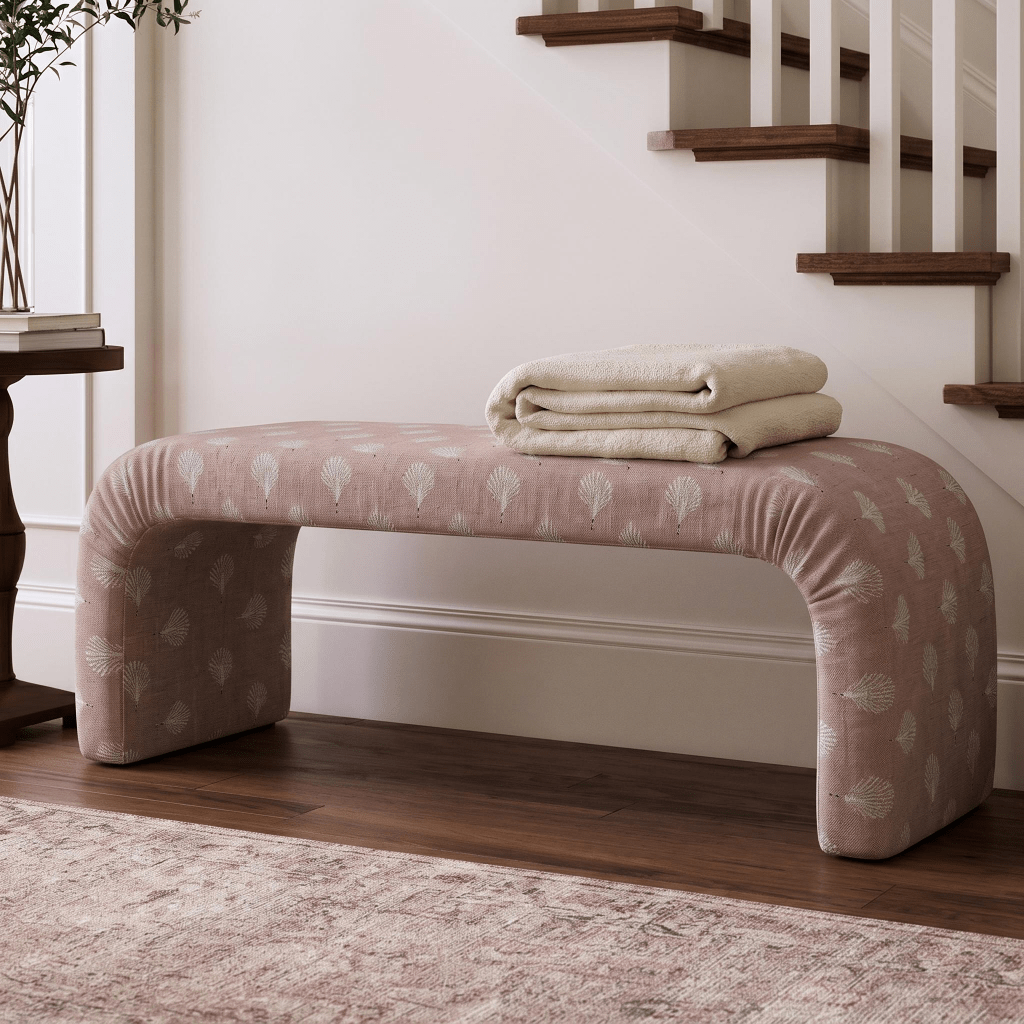 The Lewis Ottoman in Loose Stems Petaline Block Print