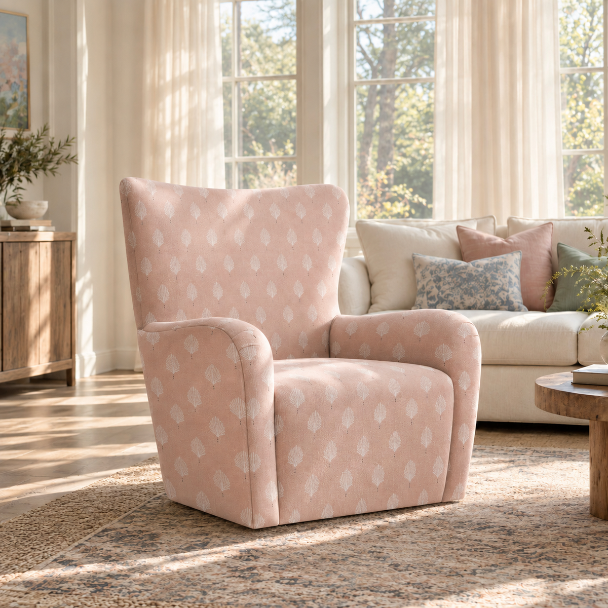 The Winston Chair in Loose Stems Petaline Block Print
