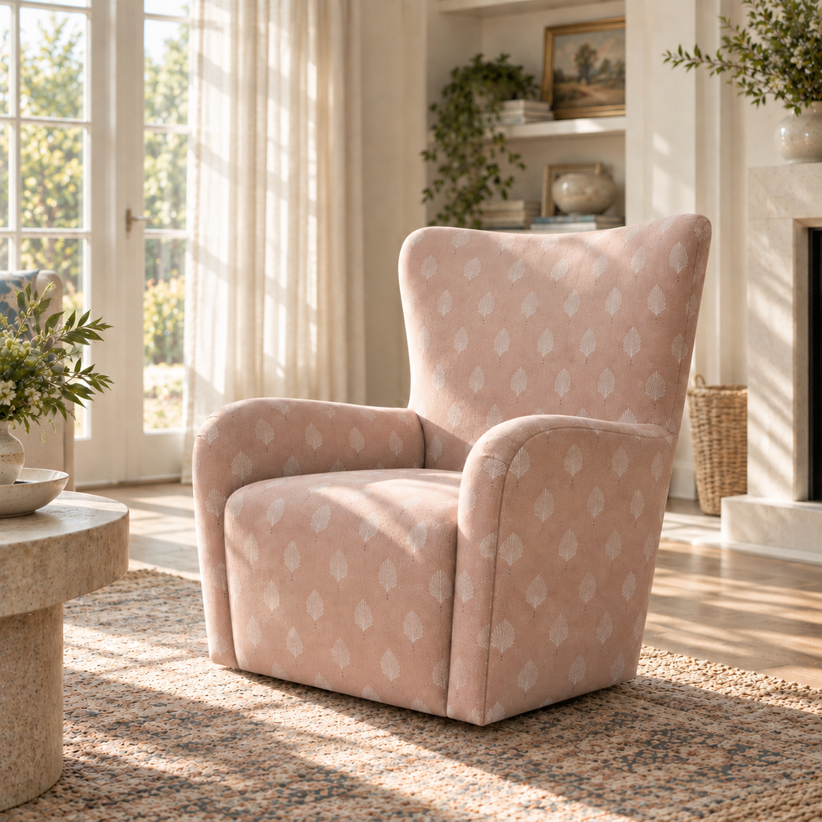 The Winston Chair in Loose Stems Petaline Block Print