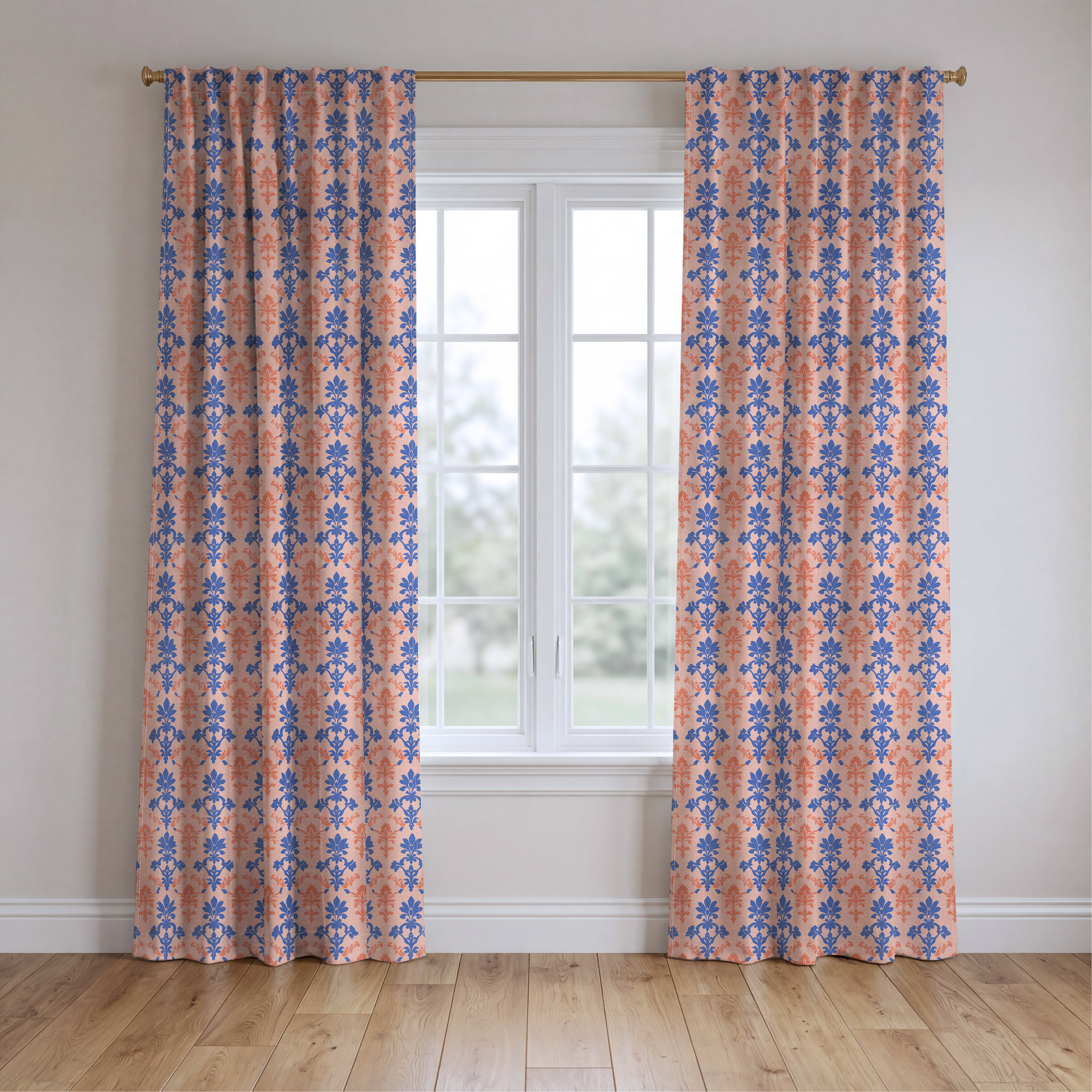 Peachy Elegance - Drapery — two panels