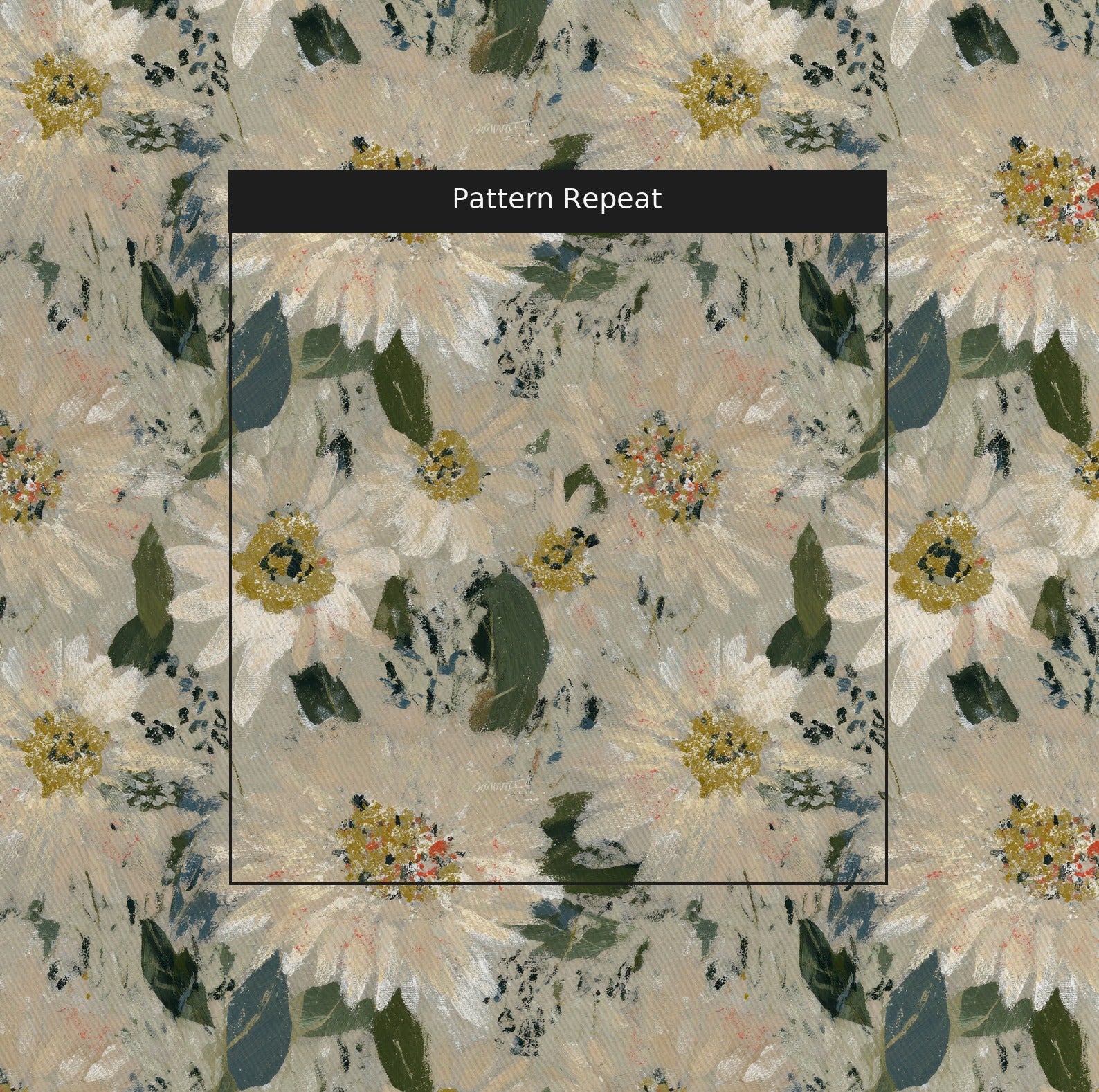 The Grey Meadow Fabric by the Yard — pattern repeat
