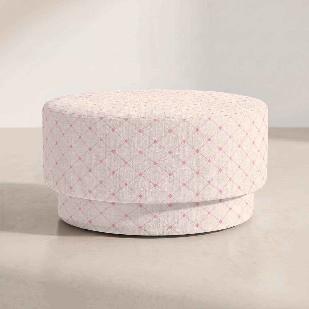 The Adelaide Ottoman in Bellagio Blush Linen Lattice