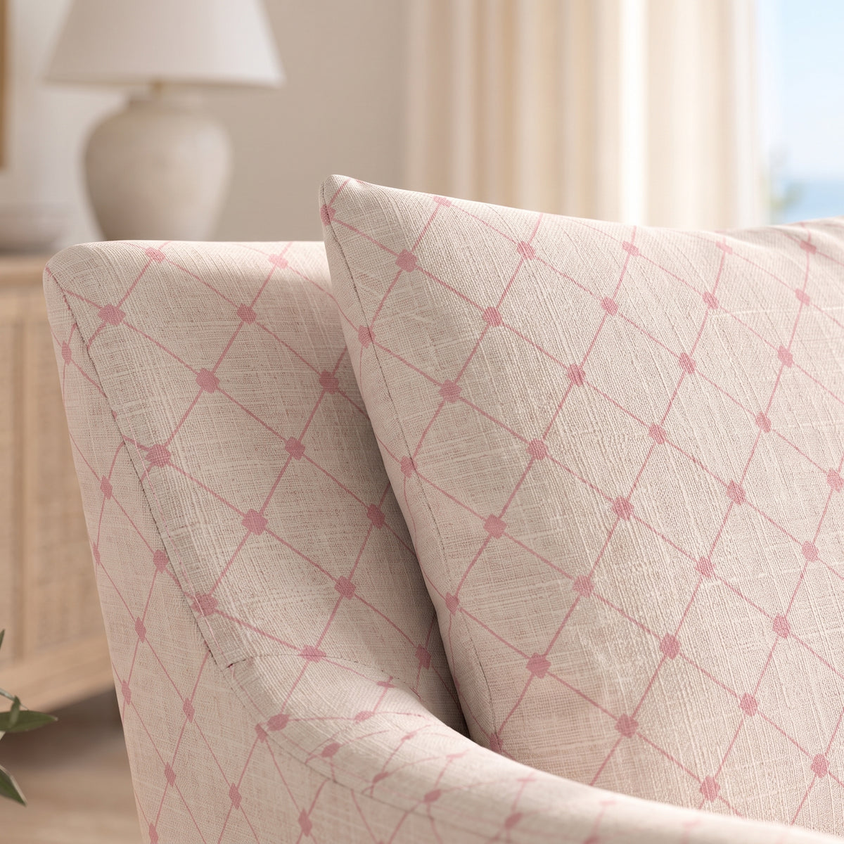 The Eleanor Chair in Bellagio Blush Linen Lattice