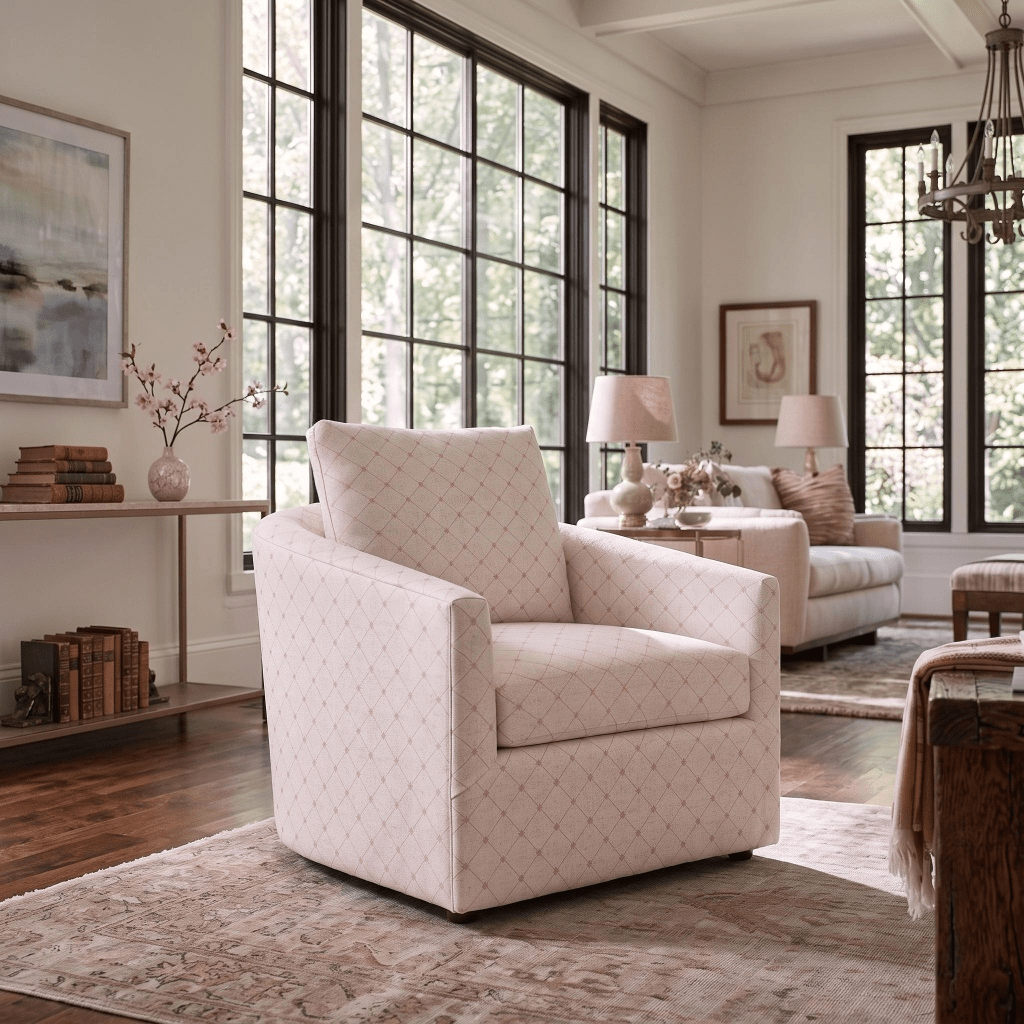 The Grace Chair in Bellagio Blush Linen Lattice