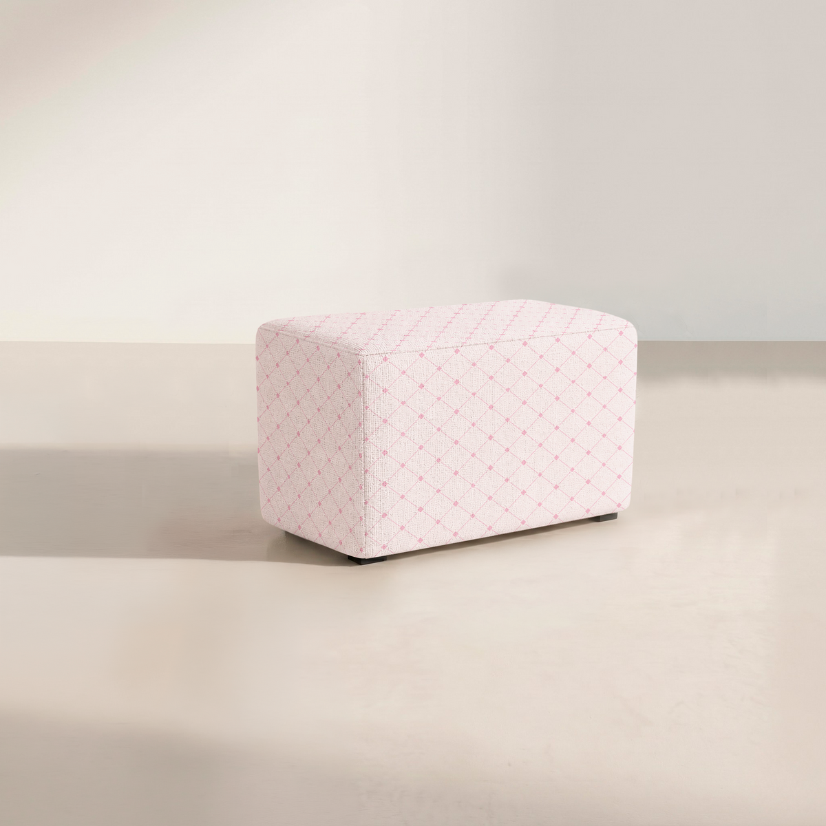 The Josephine Ottoman in Bellagio Blush Linen Lattice