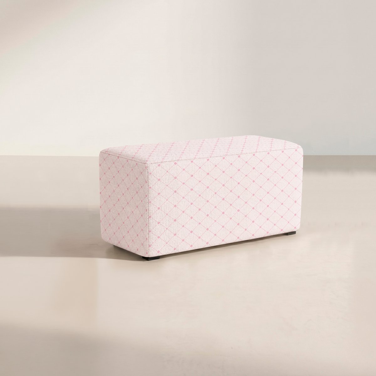 The Josephine Ottoman in Bellagio Blush Linen Lattice