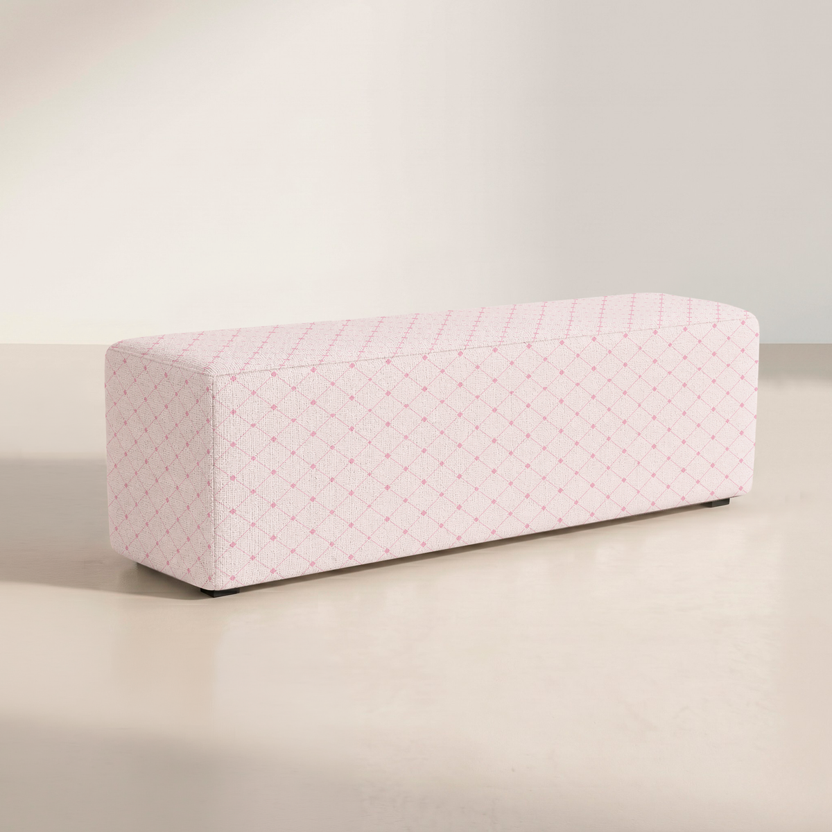 The Josephine Ottoman in Bellagio Blush Linen Lattice