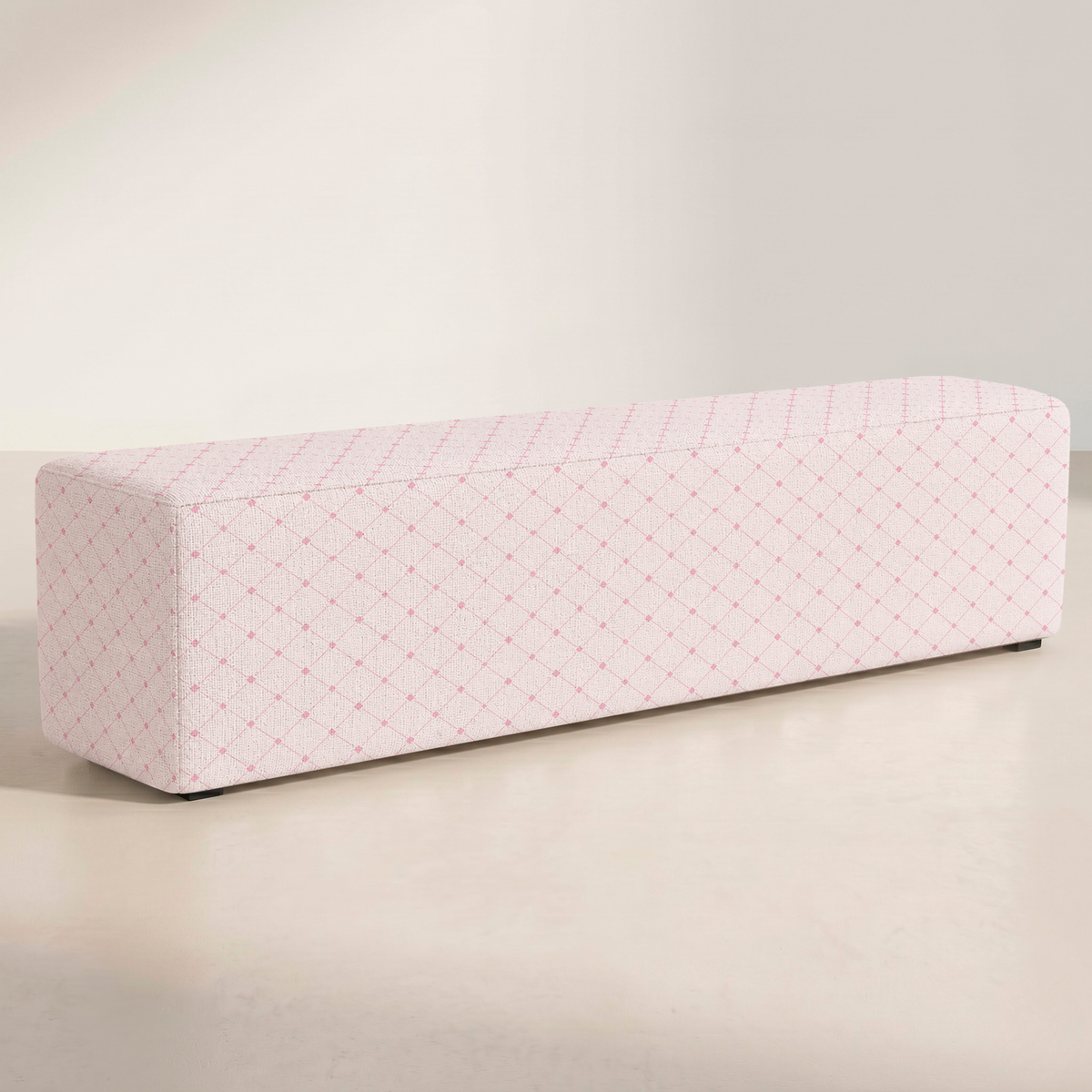 The Josephine Ottoman in Bellagio Blush Linen Lattice