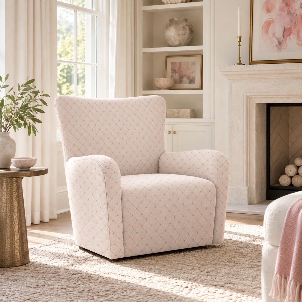 The Winston Chair in Bellagio Blush Linen Lattice