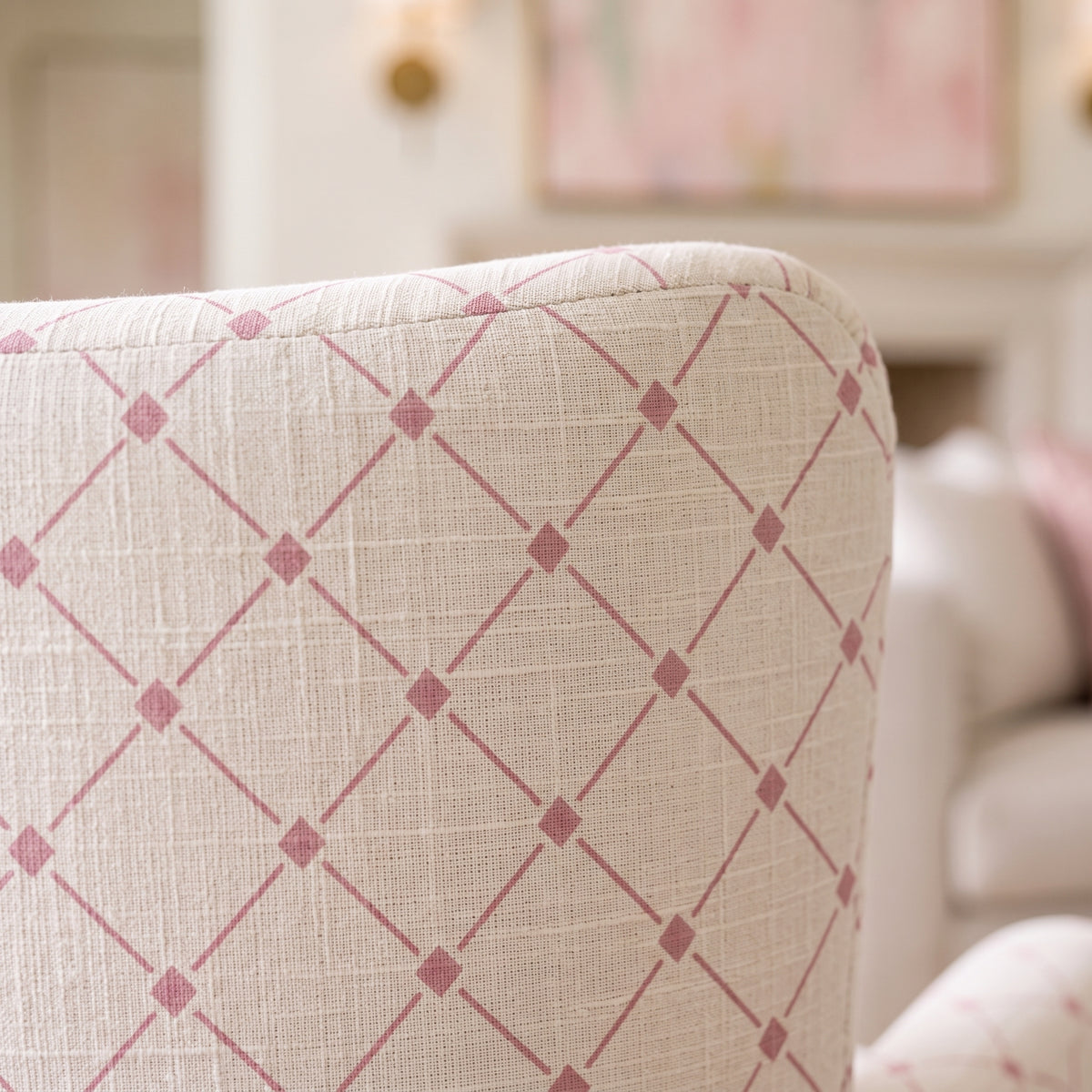 The Winston Chair in Bellagio Blush Linen Lattice