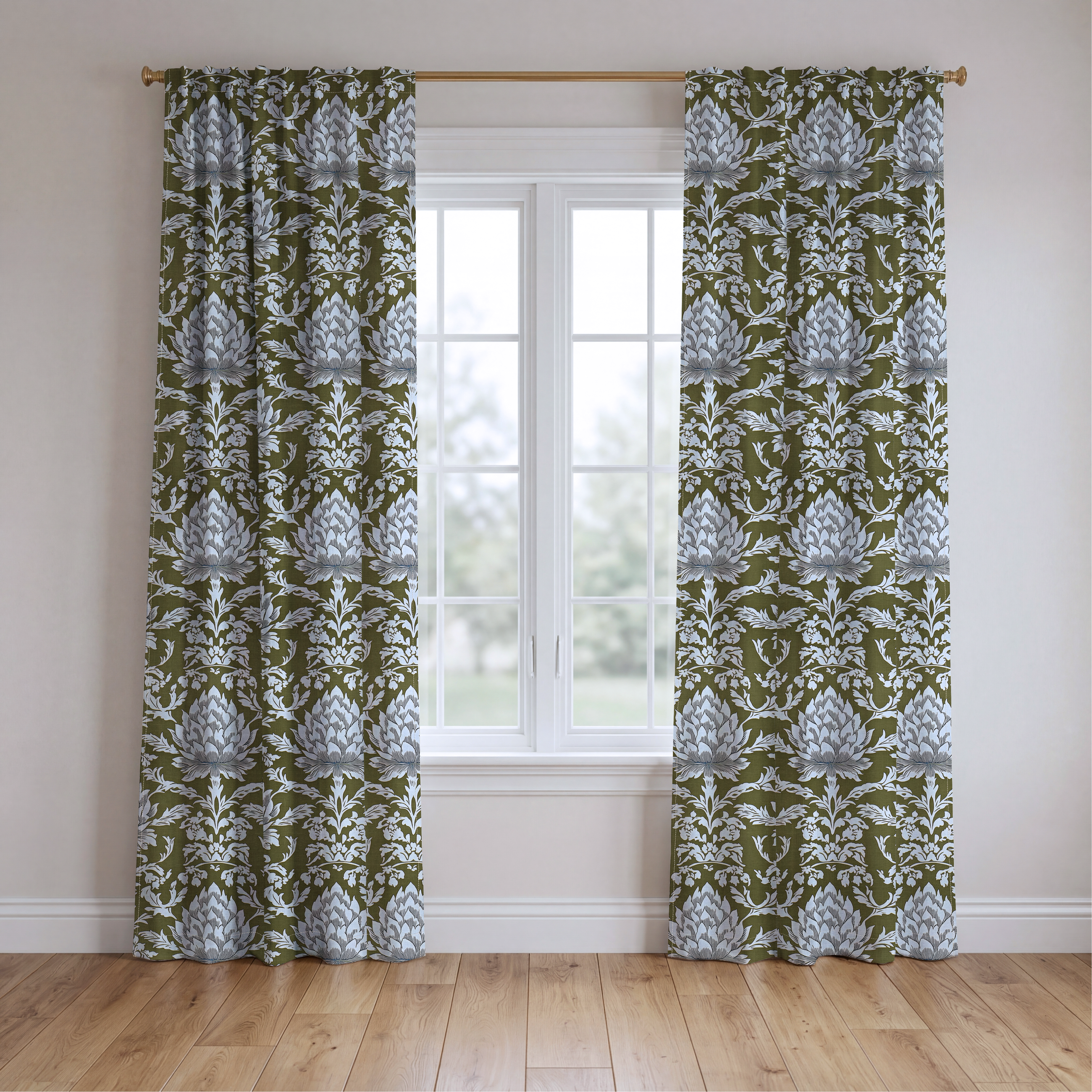 Olive Fancy - Drapery — two panels