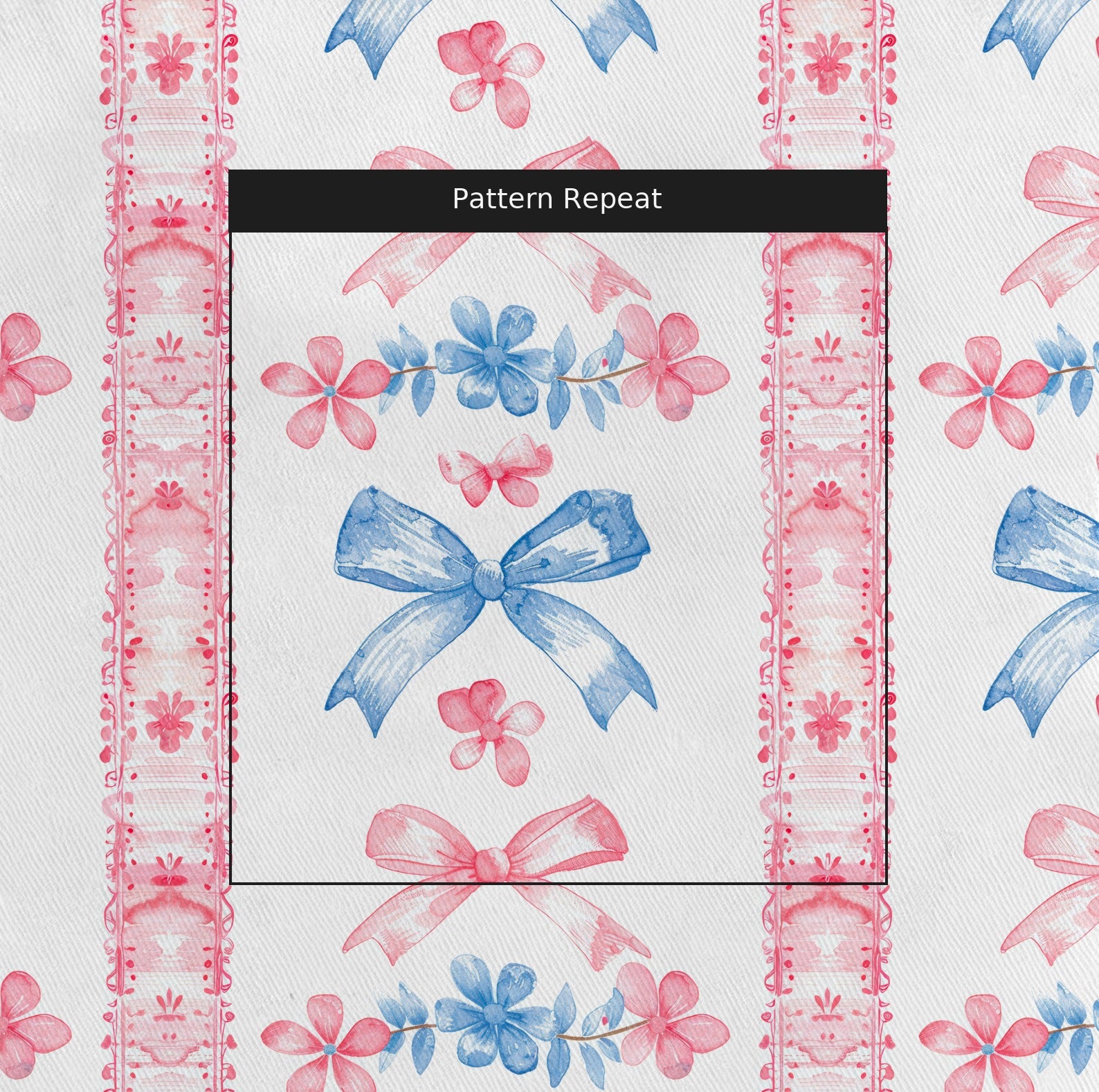 Briar Rose Ribbons Fabric by the Yard — pattern repeat
