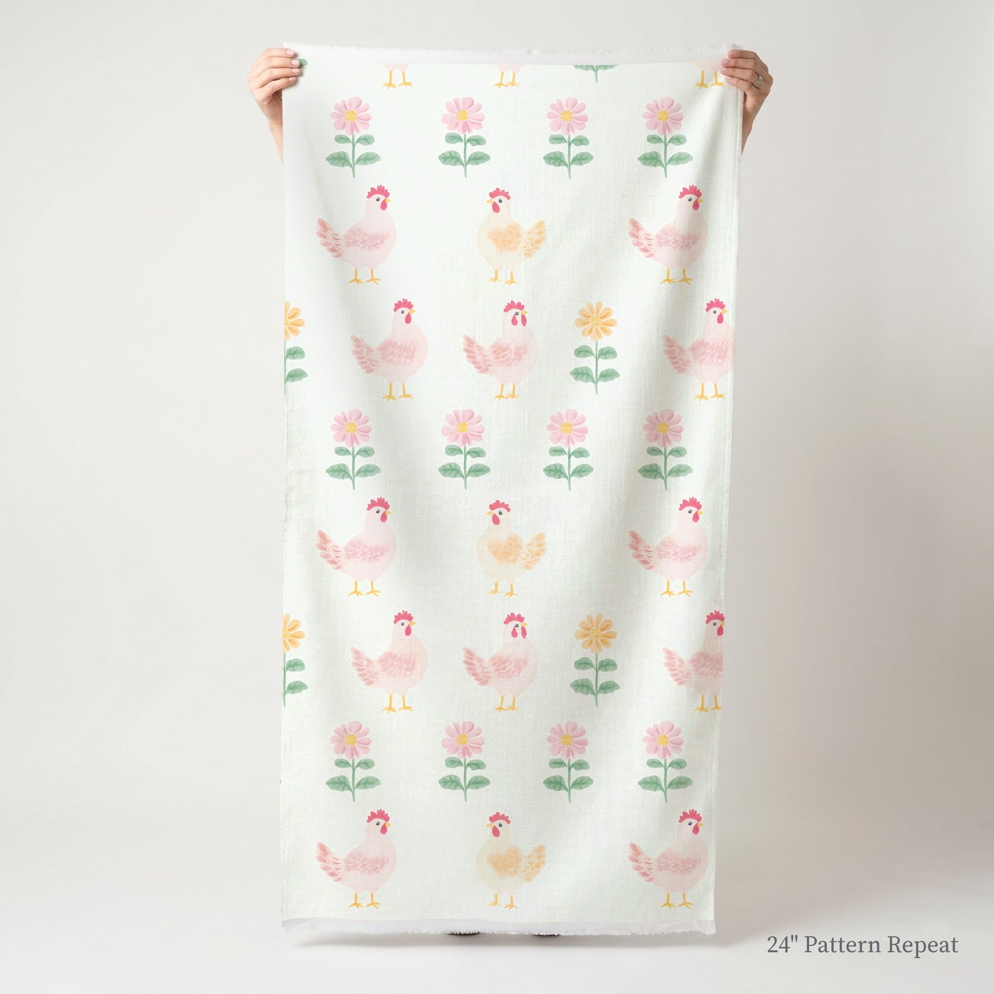 Rosy Roosters Fabric by the Yard