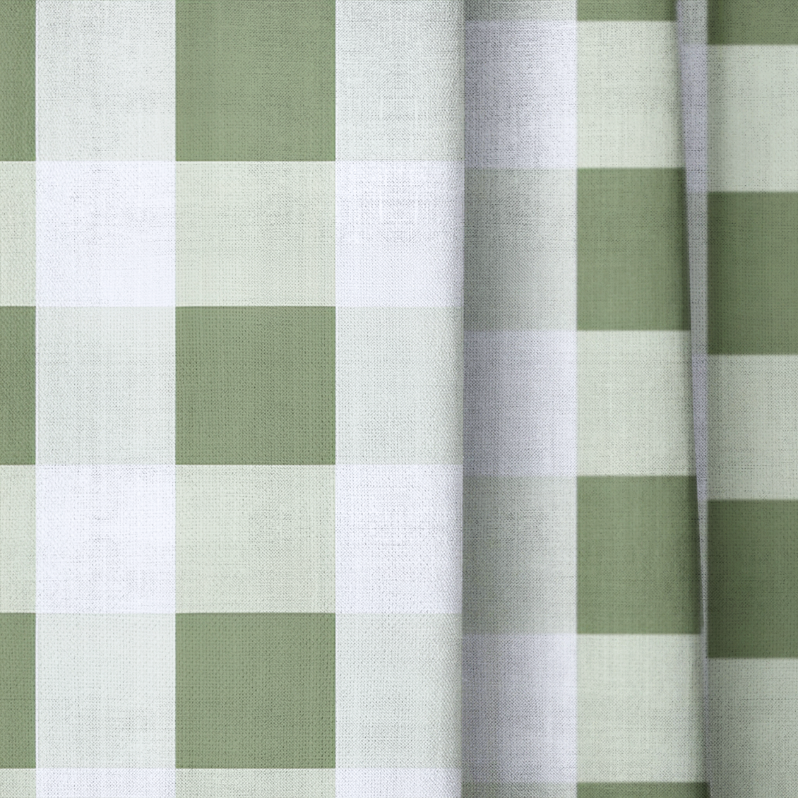 Sage Gingham - Drapery — close up