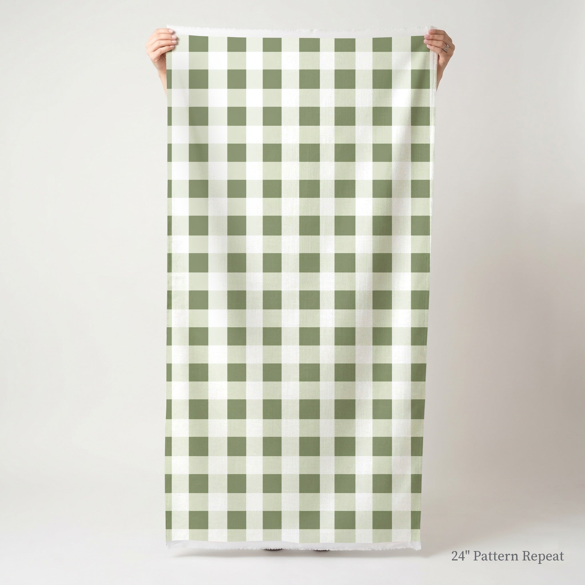 Sage Gingham Fabric by the Yard