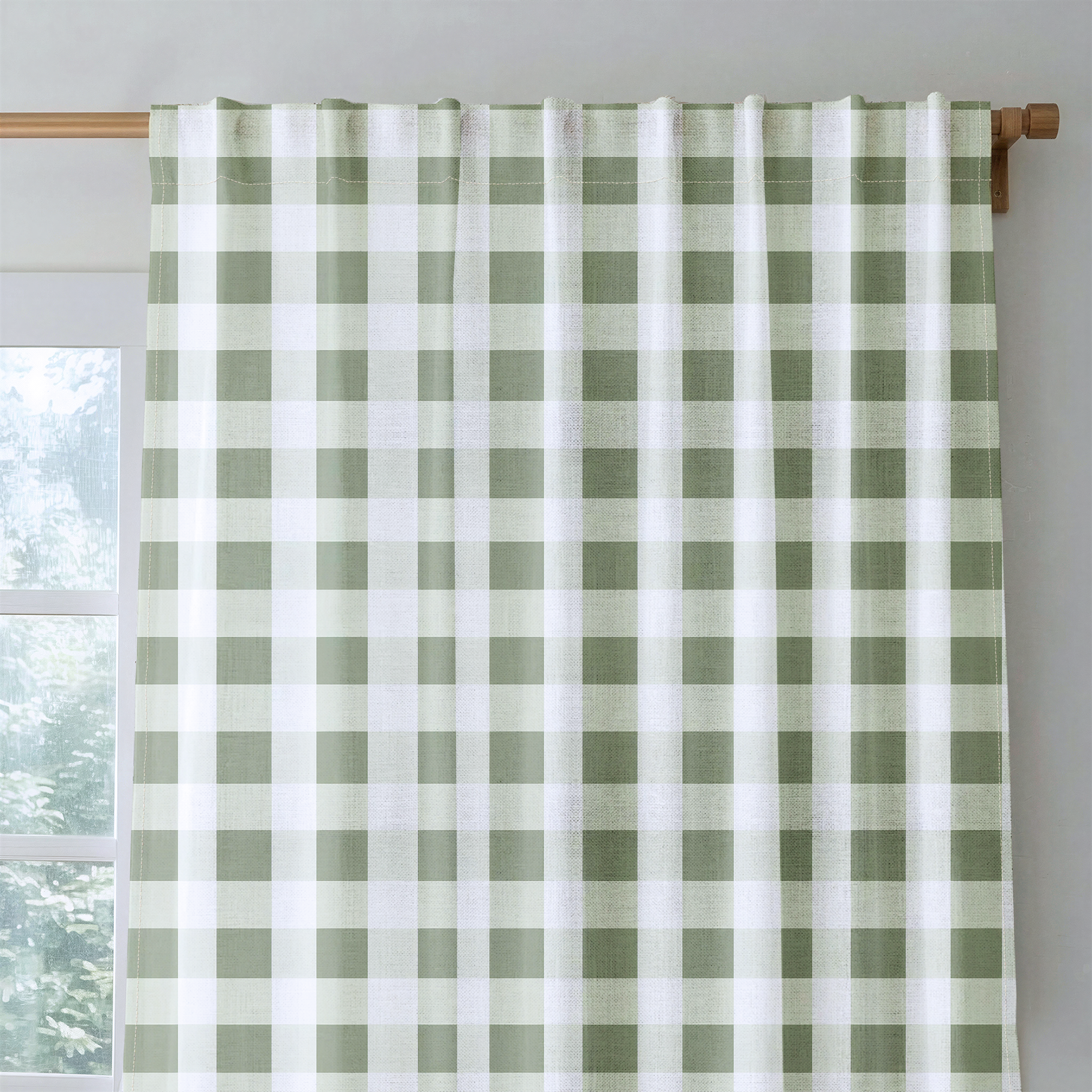 Sage Gingham - Drapery — rod